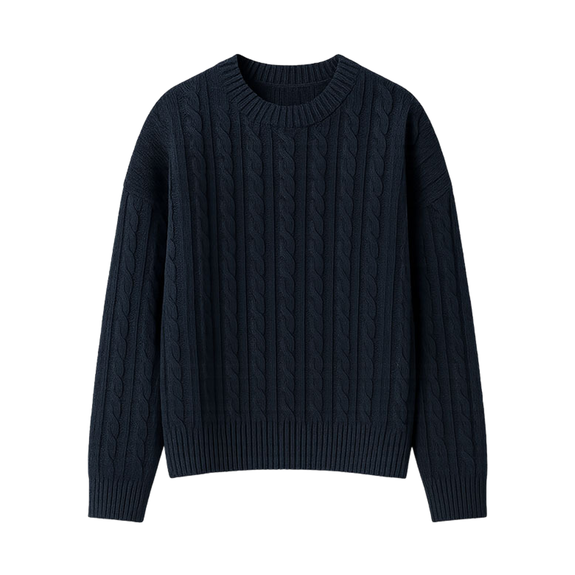 GC꽈배기 라운드 니트-네이비 GCLIP Crew Neck Cable Loose Fit Semi-Crop Knit T-Shirt Navy