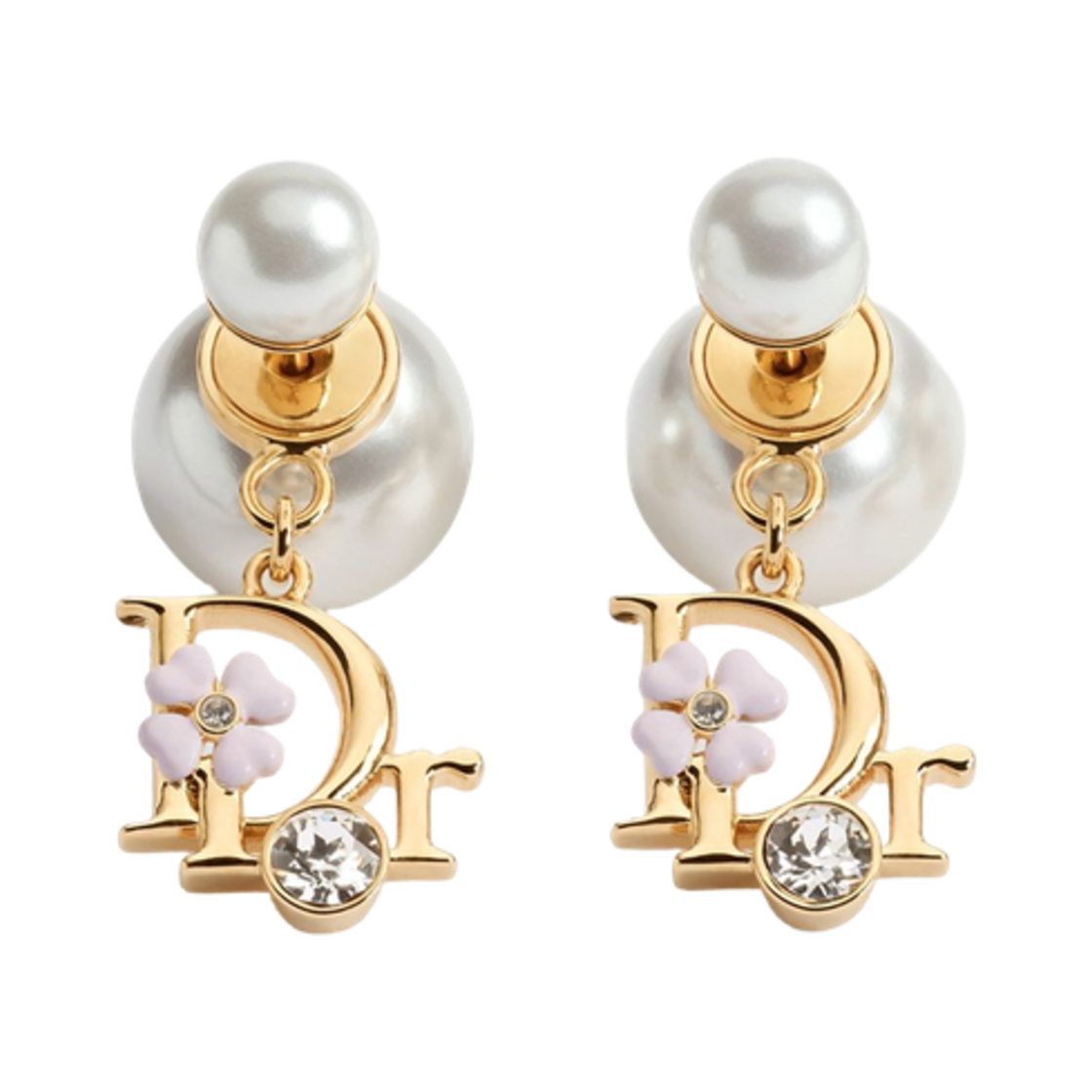 E4992WOMLQ-D216 (W) Dior Tribales Earrings Gold Finish Metal Resin Pearls Crystals & Lacquer Gold Pink
