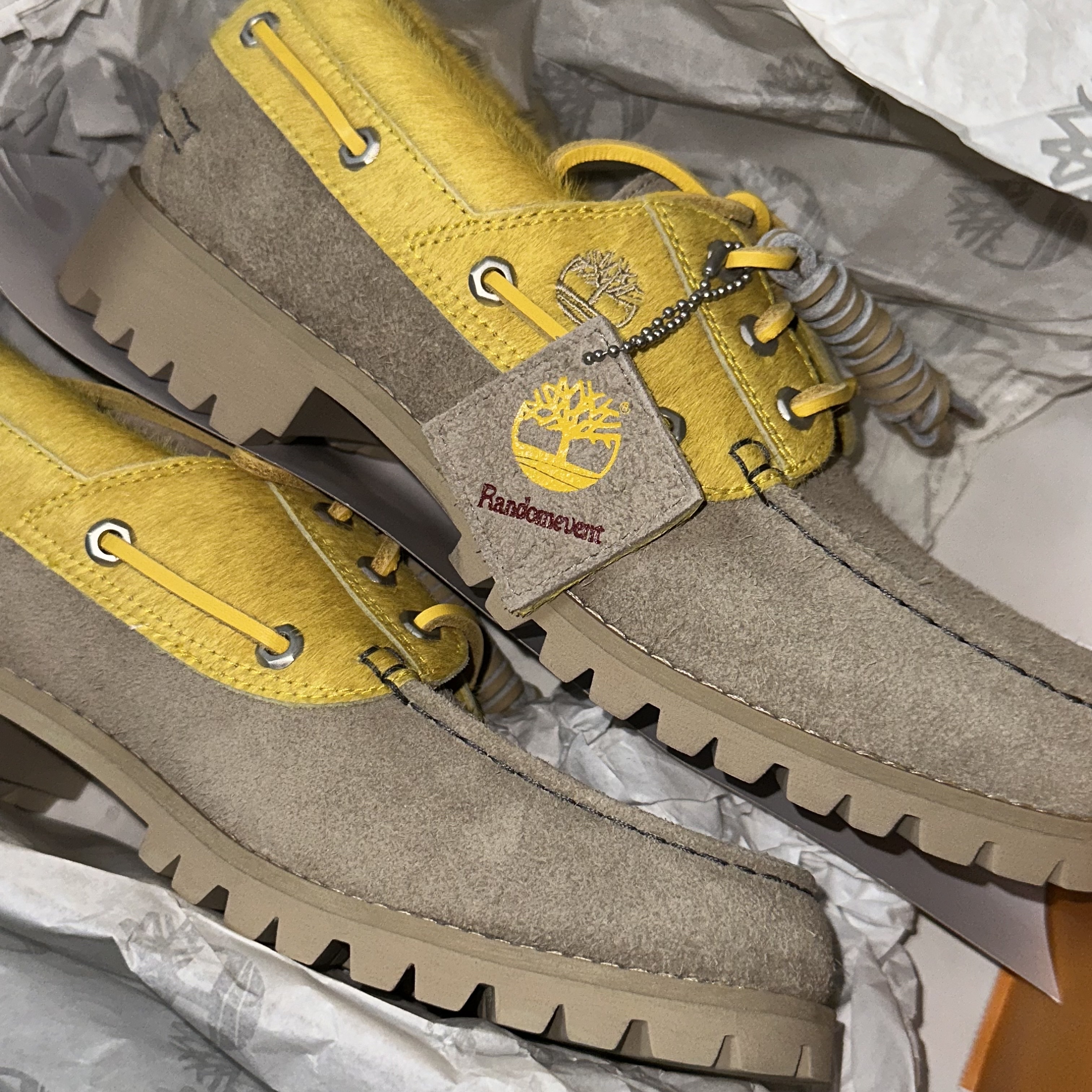 Timberland x Randomevent 3-Eye Boat Shoes Vibram Light Beige 착용 스타일 - 2