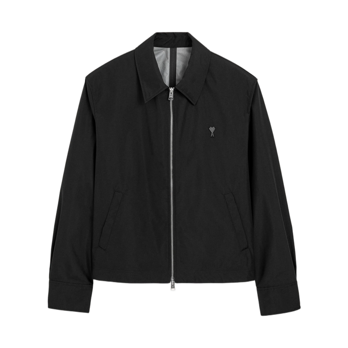 HJK928-PA0028-001 AMI Black Nylon Jacket with Ami De Coeur Black