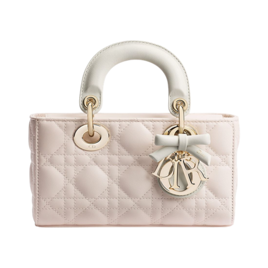 M0636OUQC-M03I Dior Mini Lady D-Joy Bag Two Tone Cannage Lambskin Ballet Pink Latte