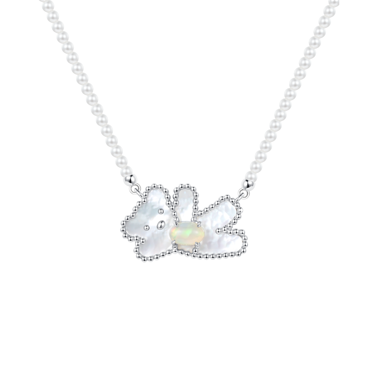 위민 네이처 스톤 그리팅 베어 네클리스 화이트 - 26FW(Yvmin Nature Stone Greeting Bear Necklace White - 26FW) - 1