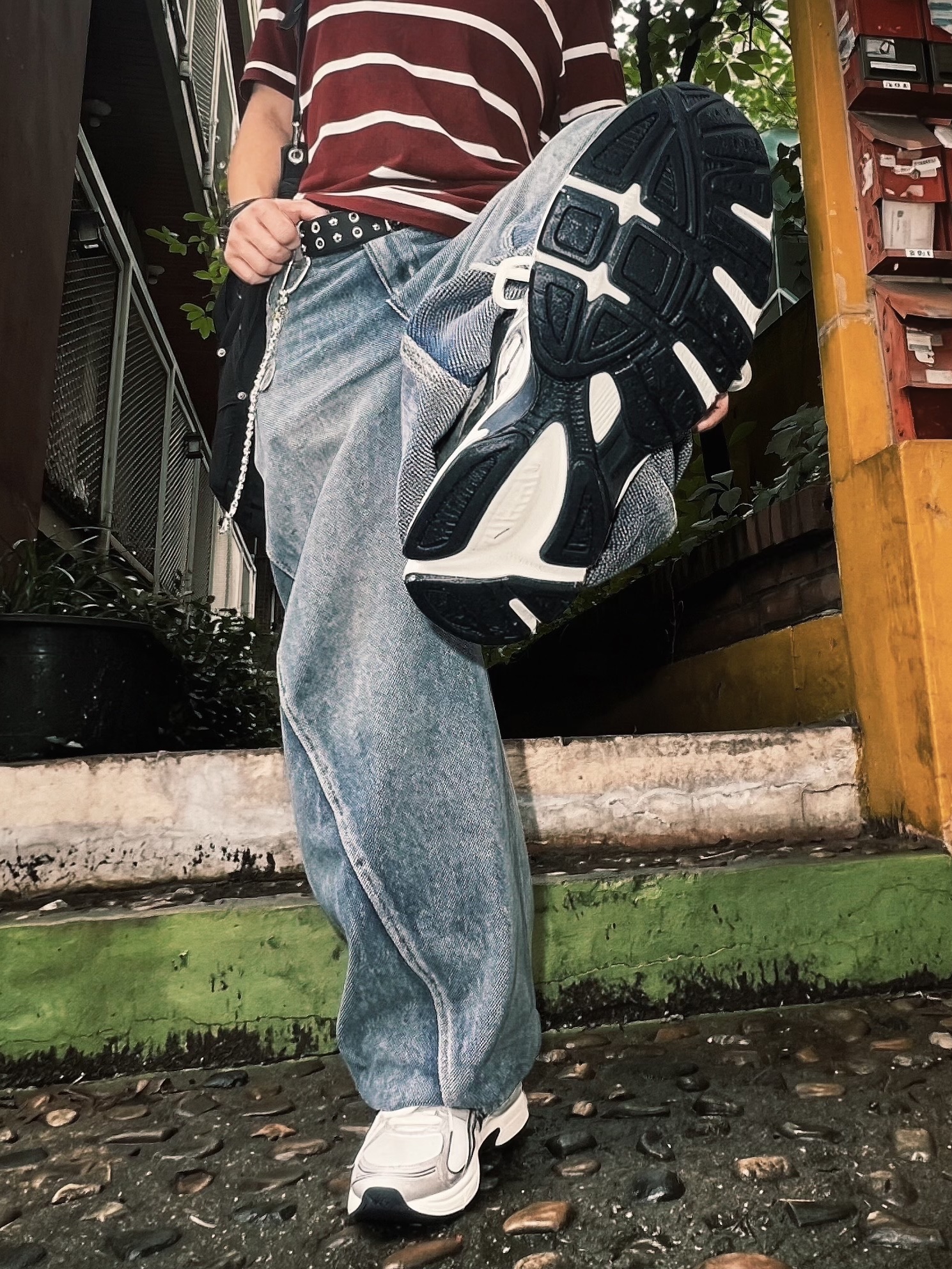Asics Gel-Stratus MC Cream Pure Silver 착용 스타일 - 2