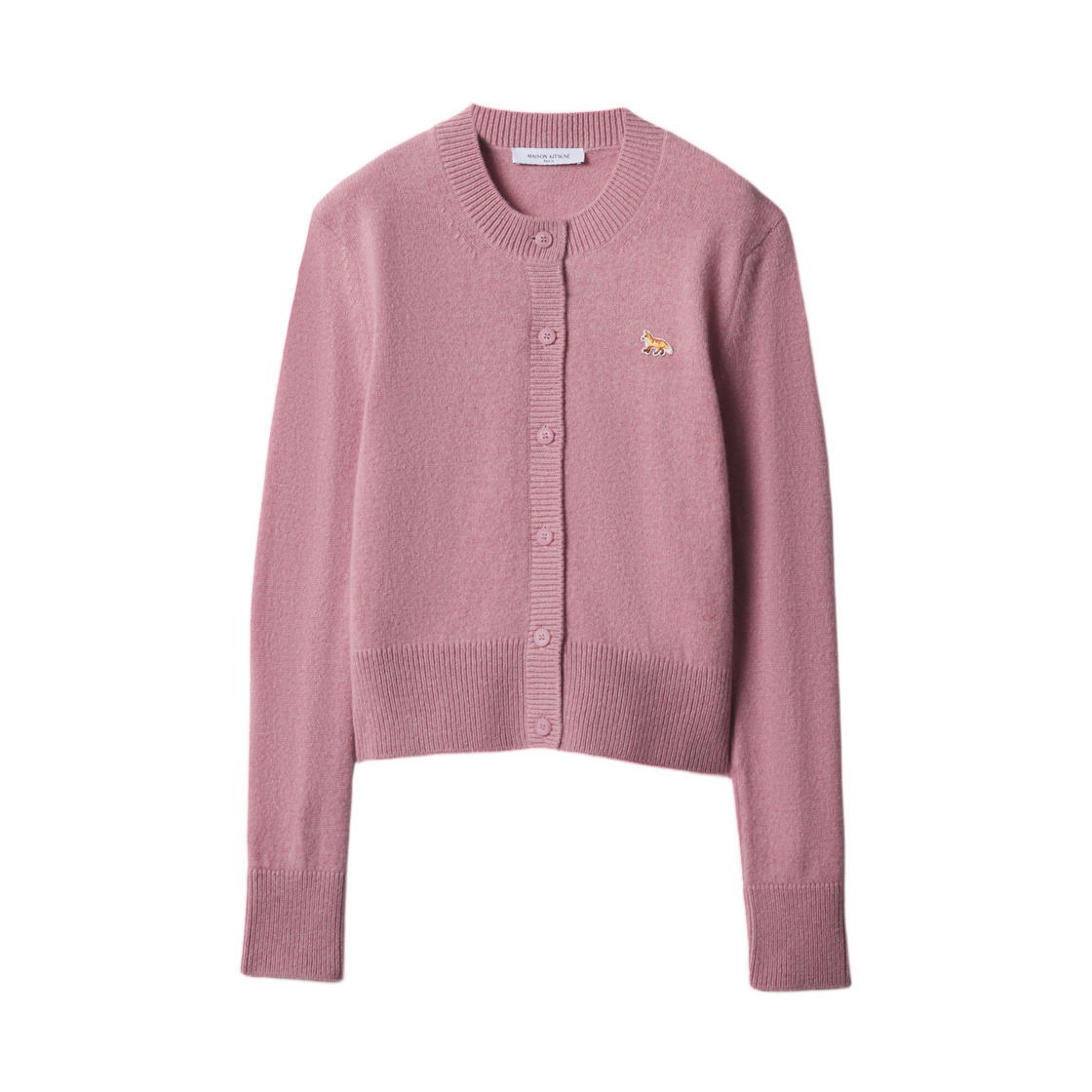 PW00506KT1006-P623 (W) Maison Kitsune Baby Fox Lambswool Fitted Cardigan Mist Pink