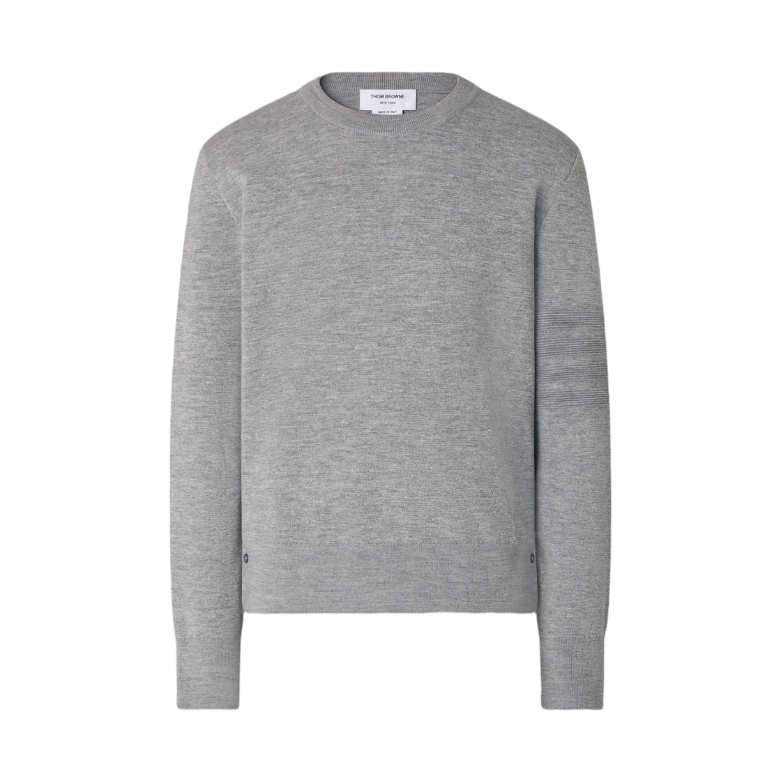 MKA586A-Y1055-055 Thom Browne Ottoman Milano Stitch 4-Bar Bomber Pullover Light Grey