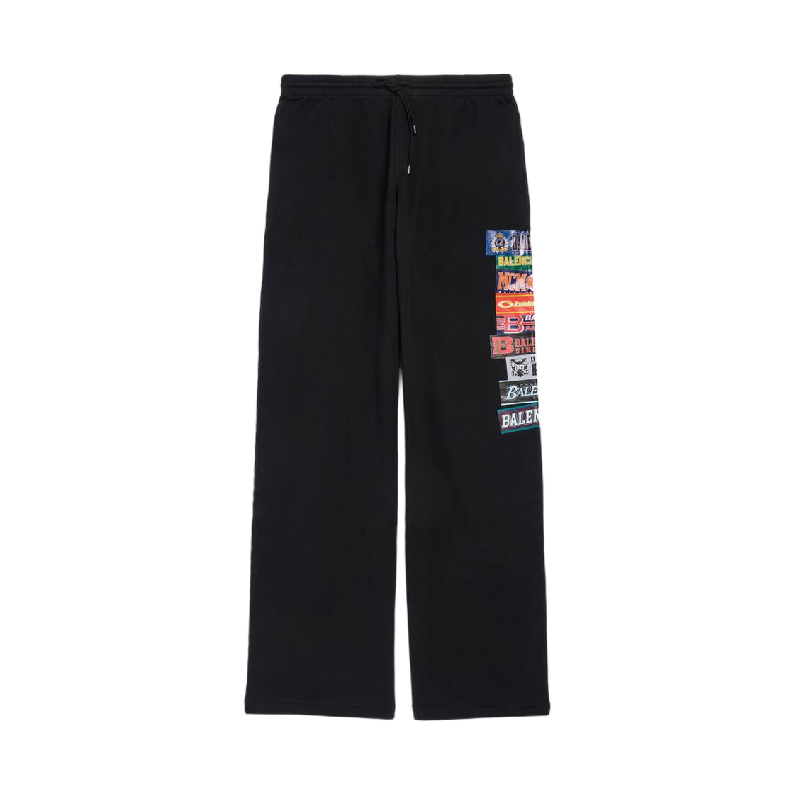 871496TUVS81000 Balenciaga Bumper Stickers Baggy Sweatpants Black