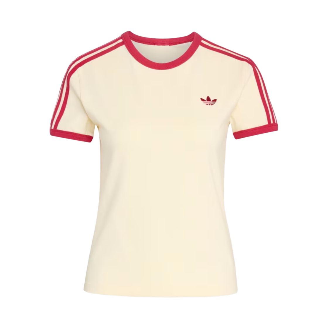 KS4780 (W) Adidas Originals 3-Stripes Slim T-Shirt Warm Vanilla Team Victory Red - KR Sizing