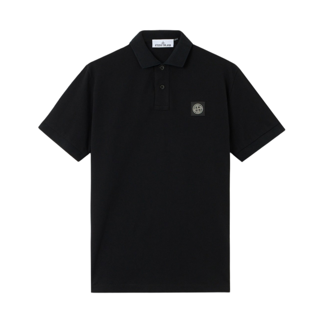 L2S1522000-08S0017-V0029 Stone Island 2200008 Organic Cotton Pique with Stretch Slim-Fit Short-Sleeve Polo with Compass Patch Black - 26FW