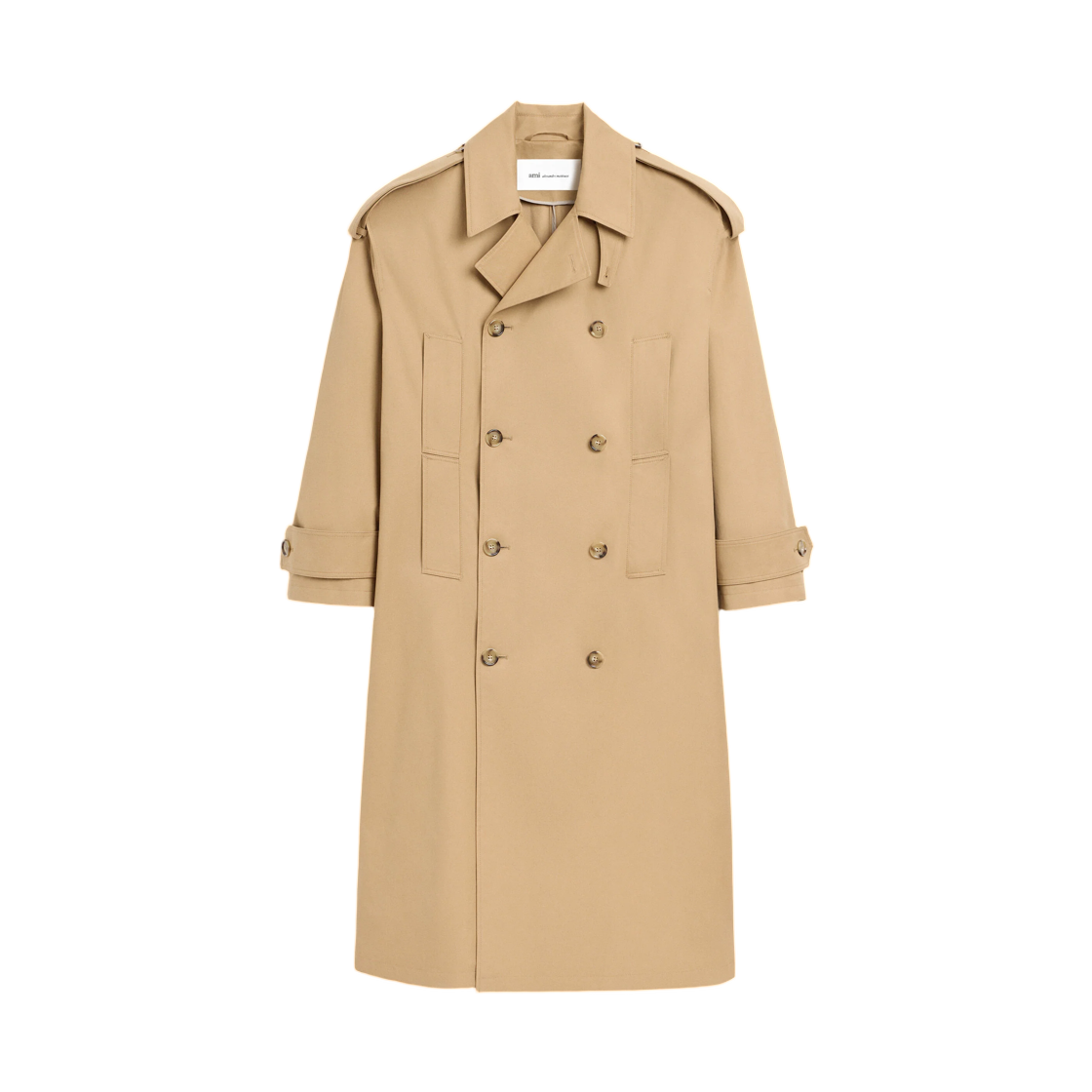 UCO934-CO0132-A184 AMI Beige Cotton Trench Coat Mastic Beige