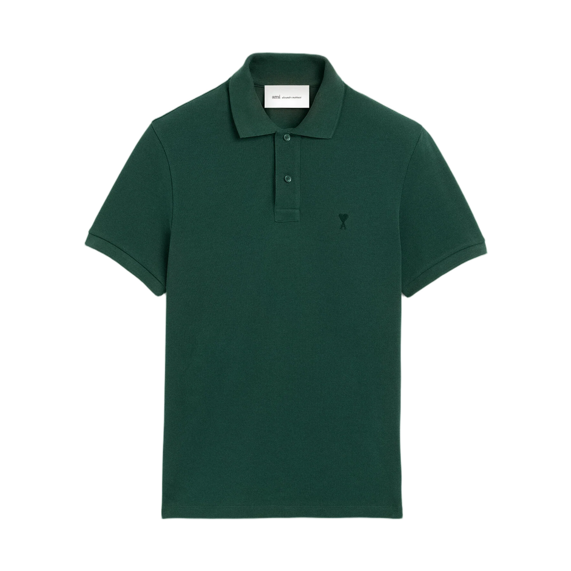 HPL411-760-A258 AMI Green Cotton Polo with Ami De Coeur Bottle Green Black