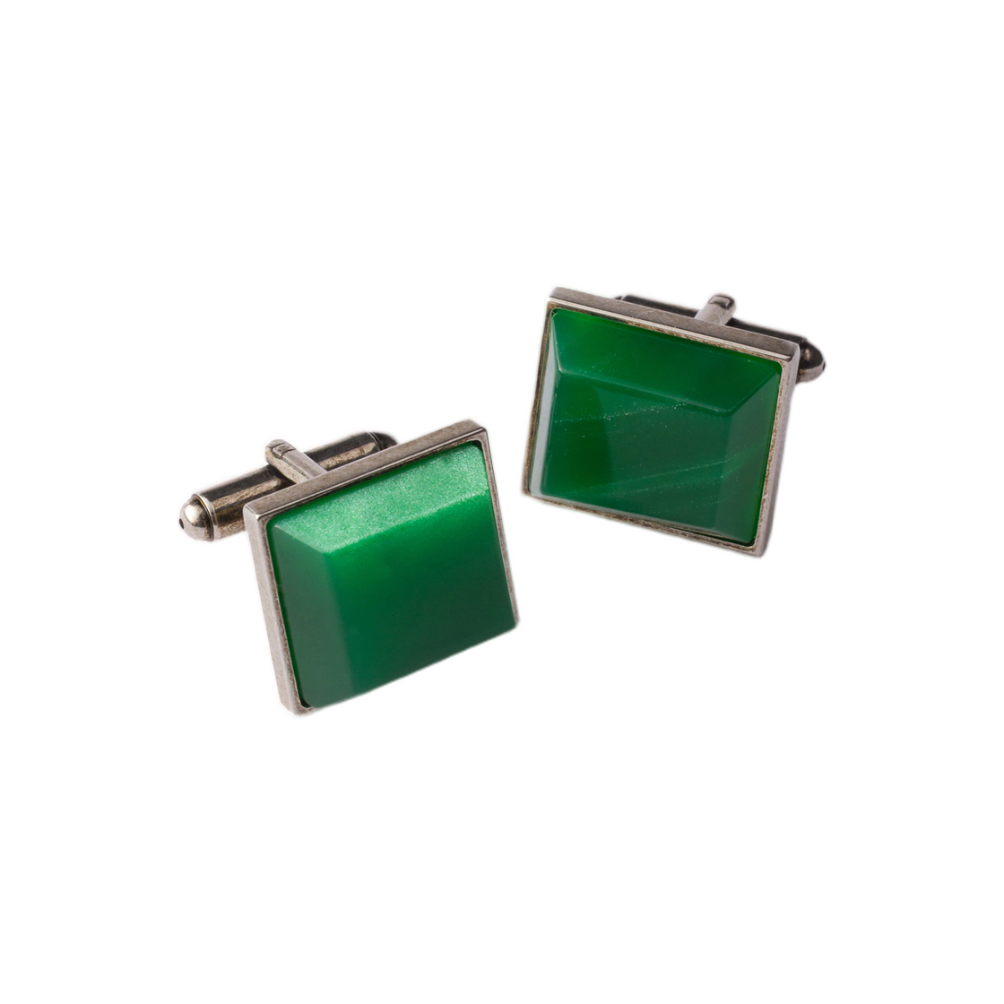 1IG005-2ZQB-F0465 (W) Prada Metal and Semi-Precious Stone Cufflinks Malachite