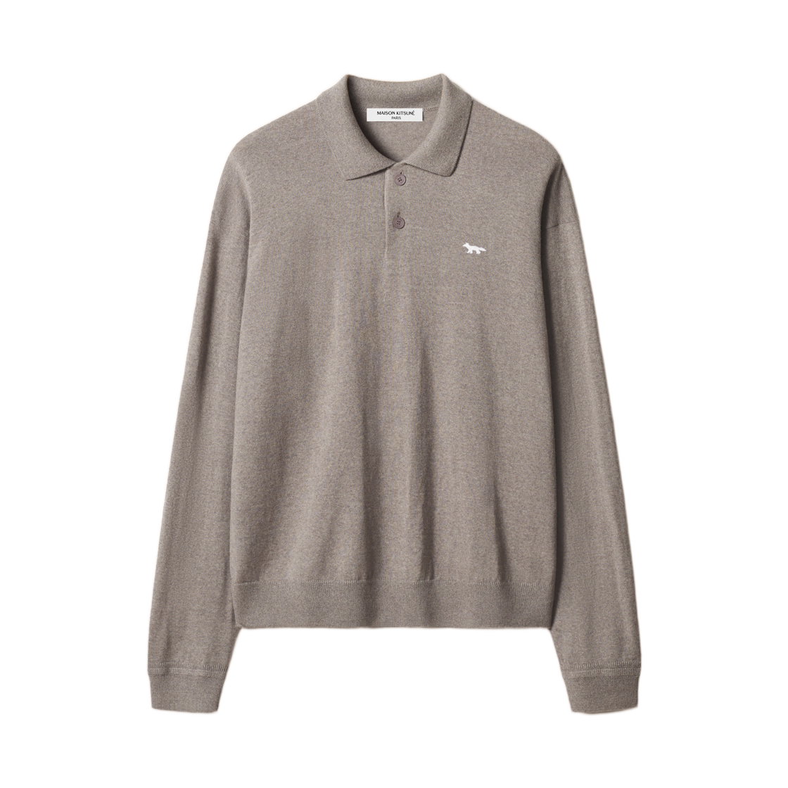 MRMKJ05KT1220-0613 Maison Kitsune Profile Fox Comfort Polo Jumper Taupe Melange
