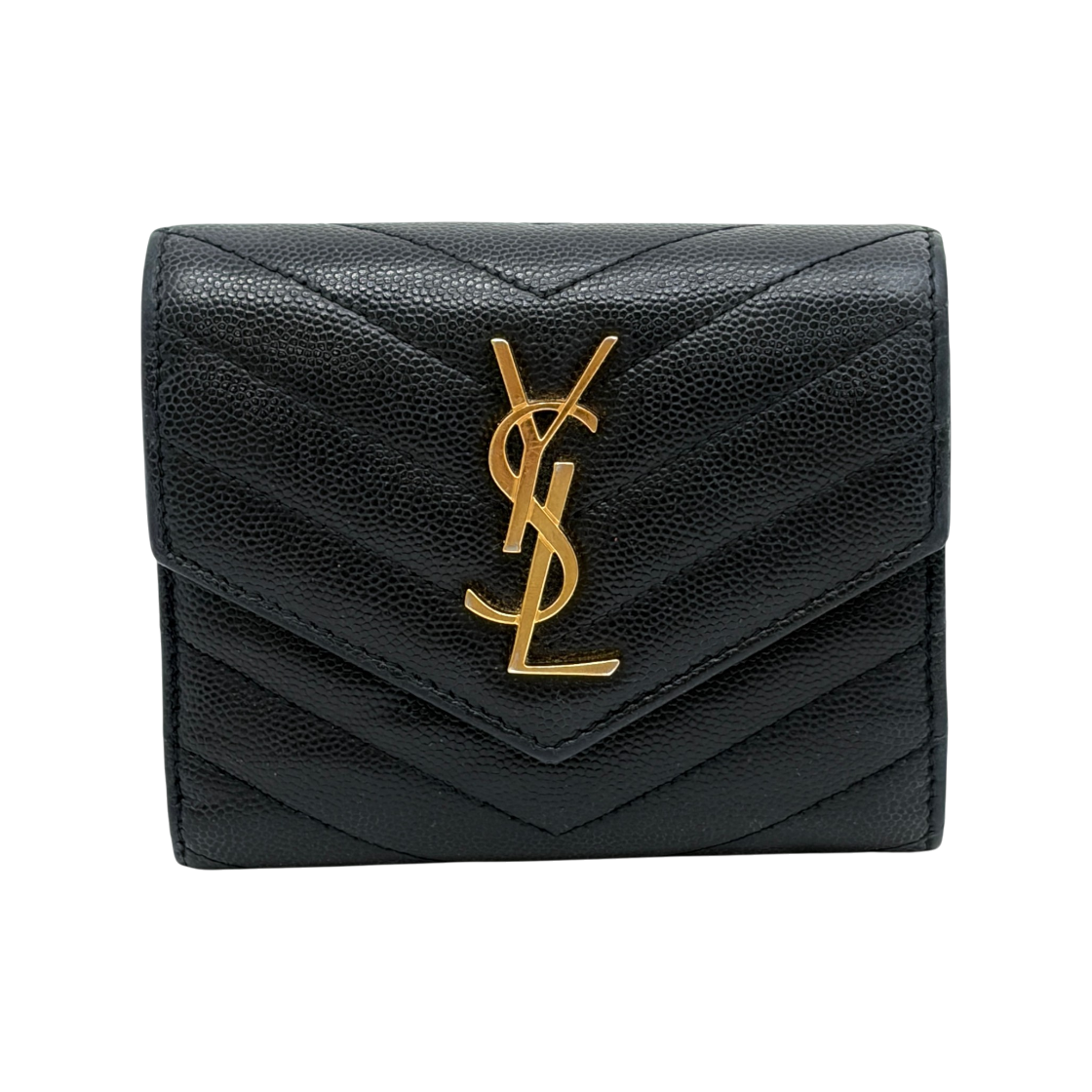 IT2E92I7HU3J Saint Laurent Matelasse Three Fold Wallet in Black
