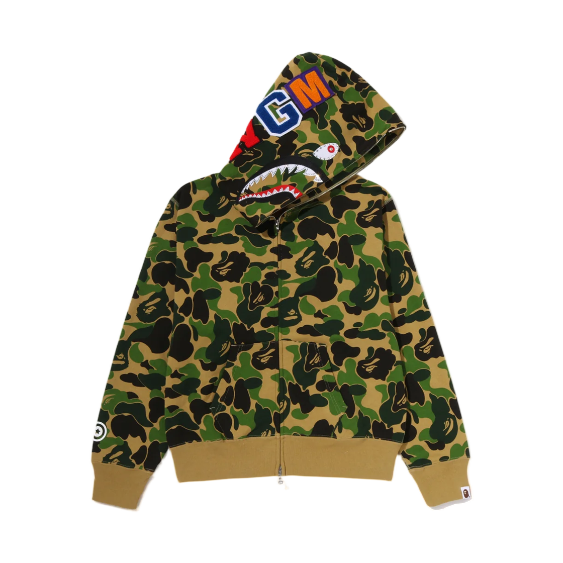 - (W) BAPE ABC Camo Crystal Stone Shark Full Zip Hoodie Green