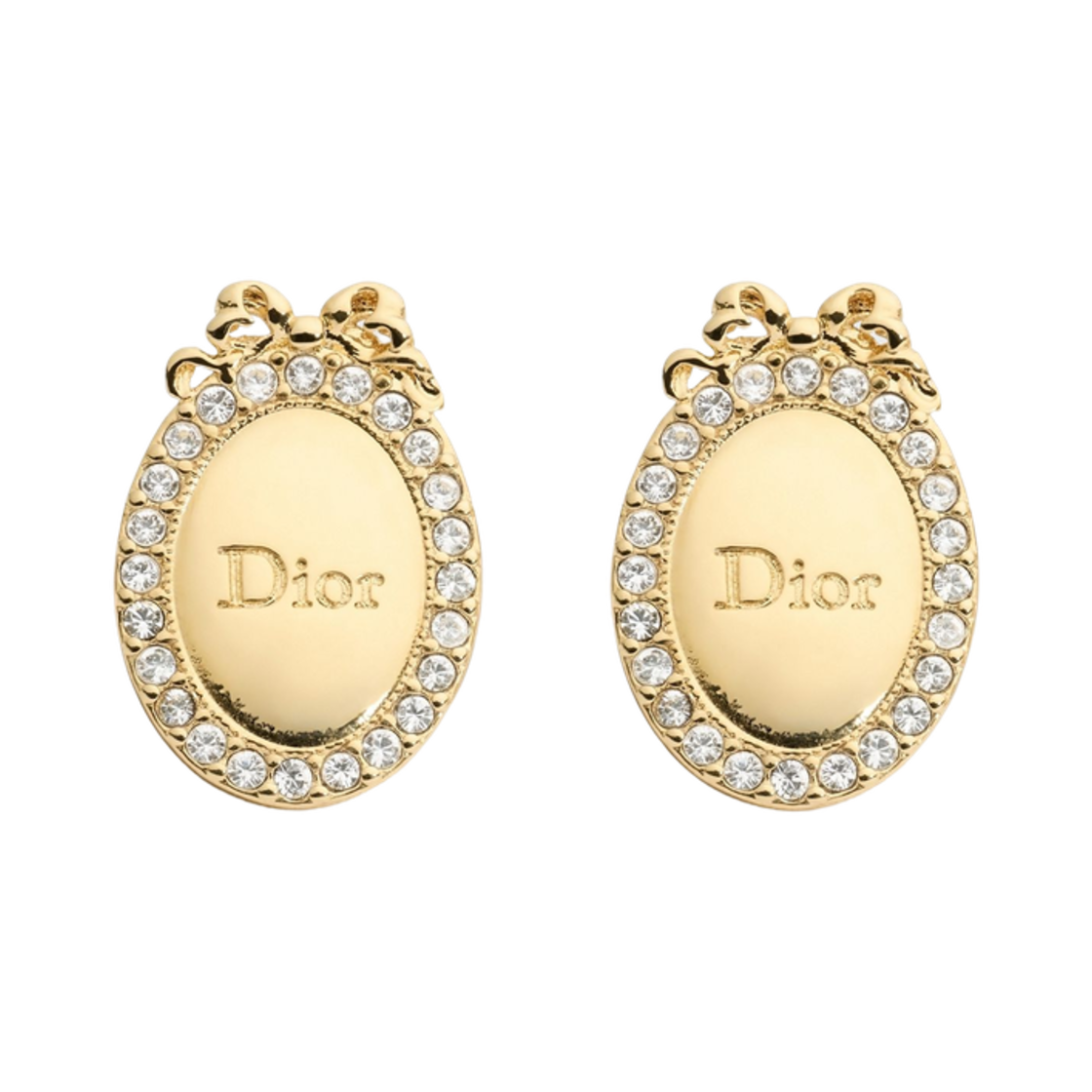 E5091WOMCY-D319 (W) Dior Medallion Earrings Gold Finish Metal & Crystals Gold