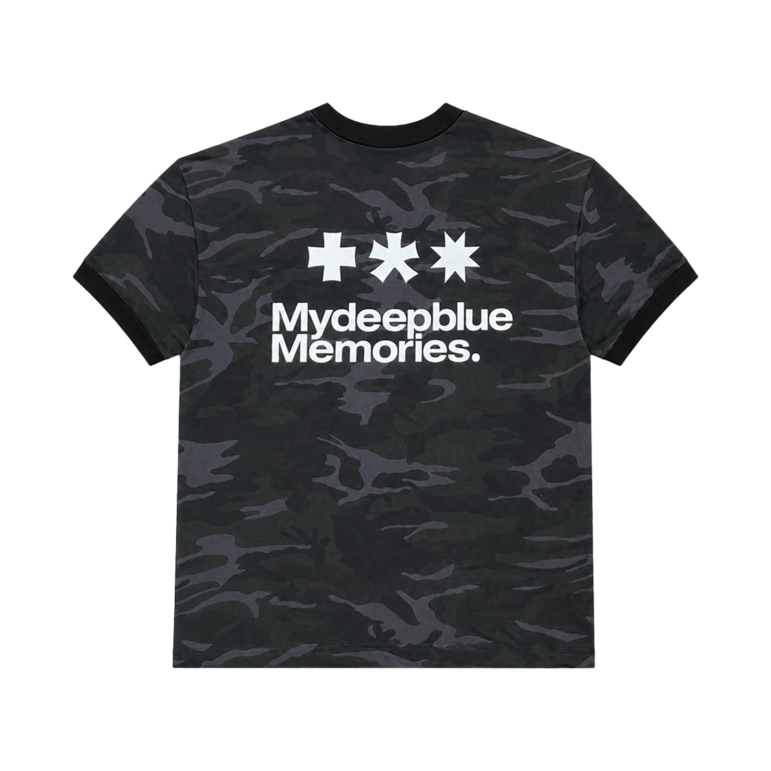 26072401 MydeepblueMemories #2 Camo Mm Logo Ringer T-Shirts Black