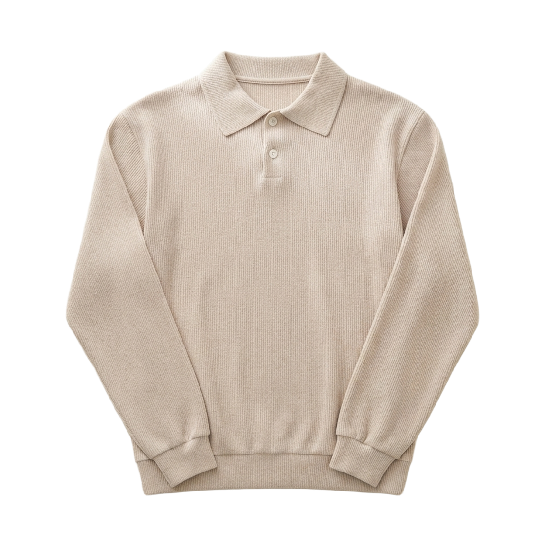 GC투버튼 카라 니트 맨투맨-베이지 GCLIP Collar-Neck Urban Two-Burton Knitwear Sweatshirt Beige