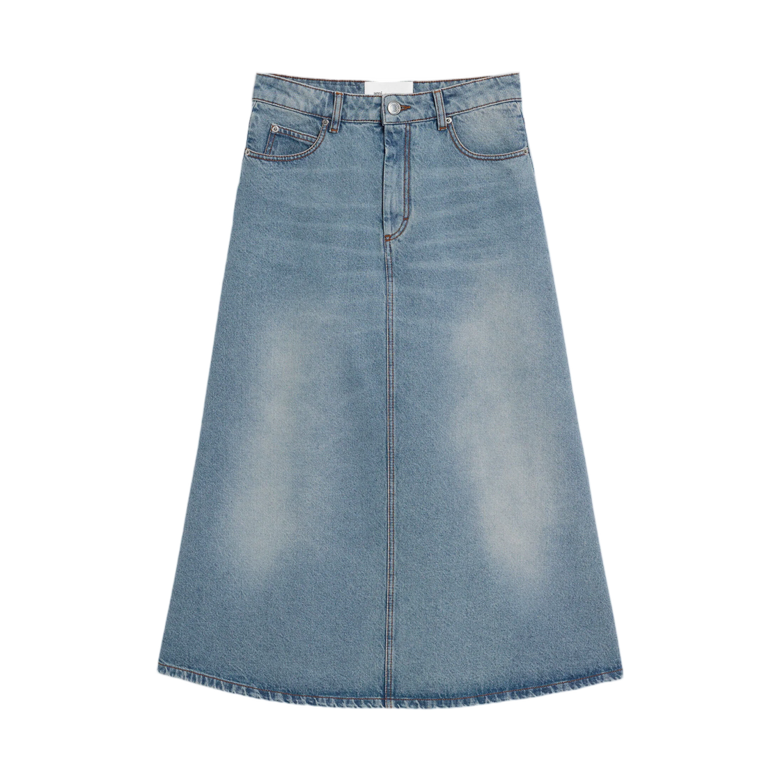 FSK487-DE0046-480 (W) AMI Blue Long A Line Cotton Skirt Used Blue