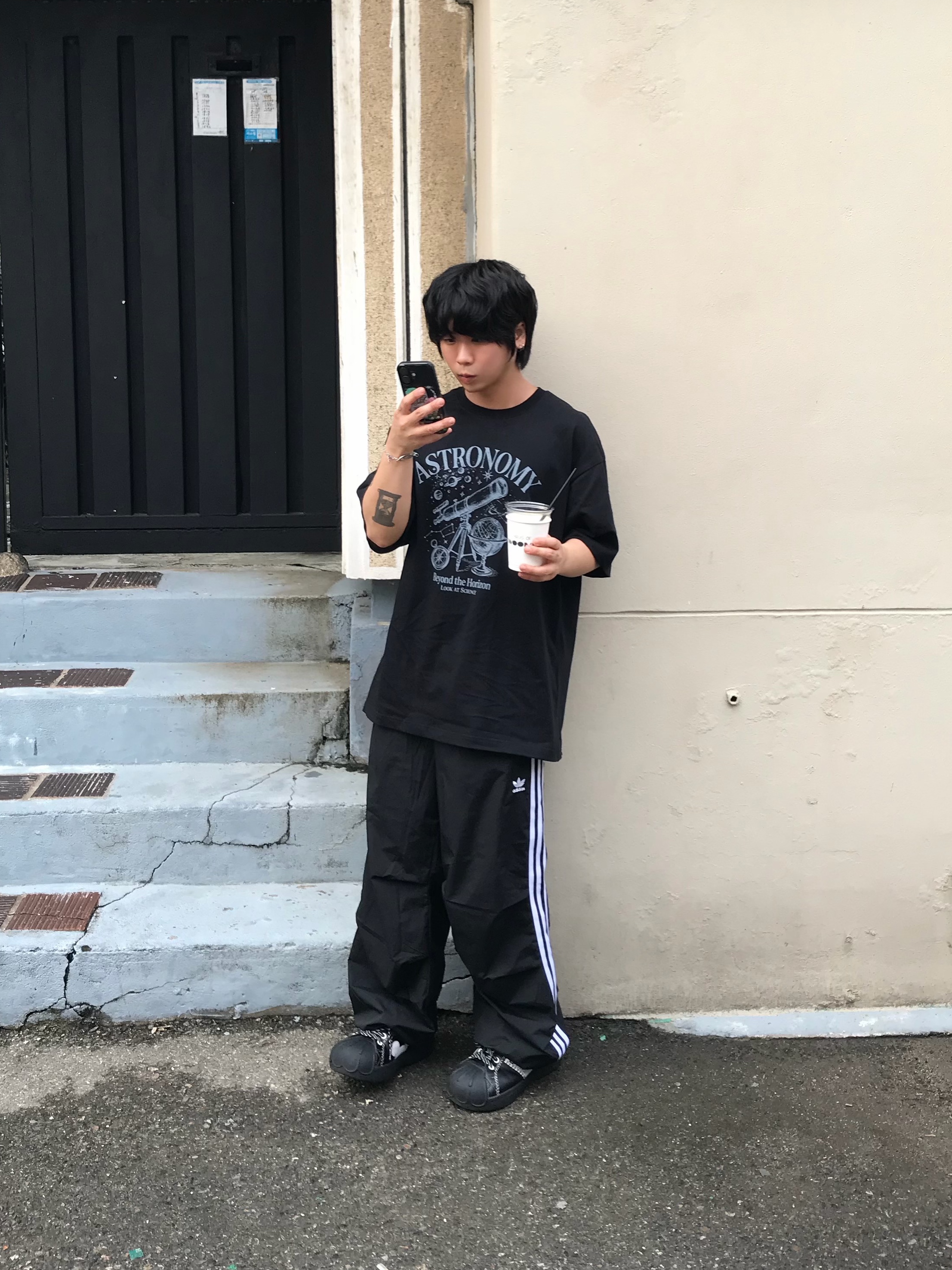 (W) Adidas 3-Stripes Woven Parachute Pants Black - KR Sizing 착용 스타일 - 3