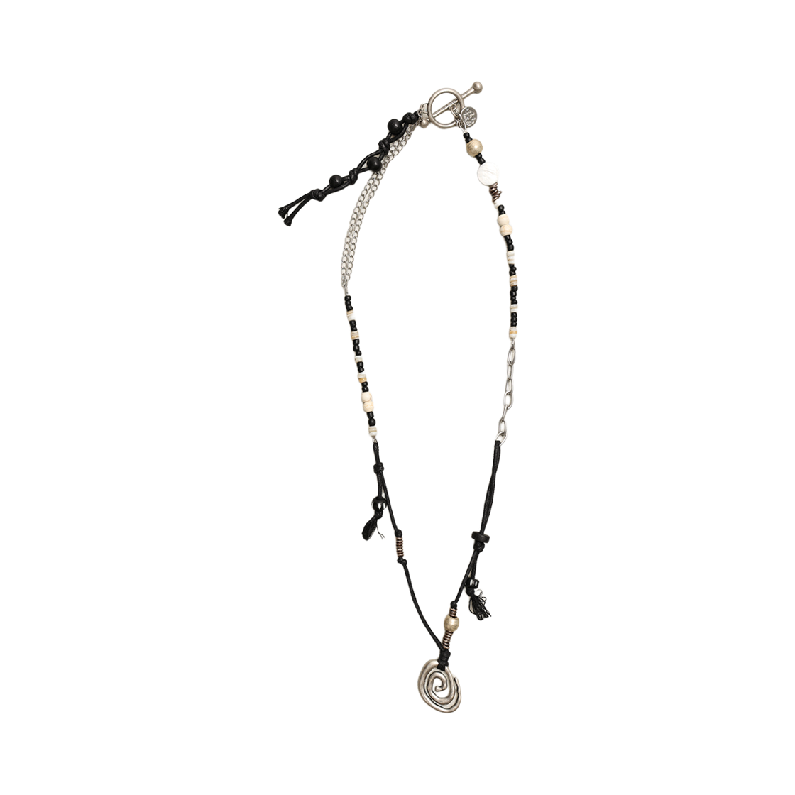 토우토우아카이브 스파이럴 믹스드 비즈 목걸이 블랙(TOWTOW.ARCHIVE Spiral Mixed Beads Necklace Black) - 1
