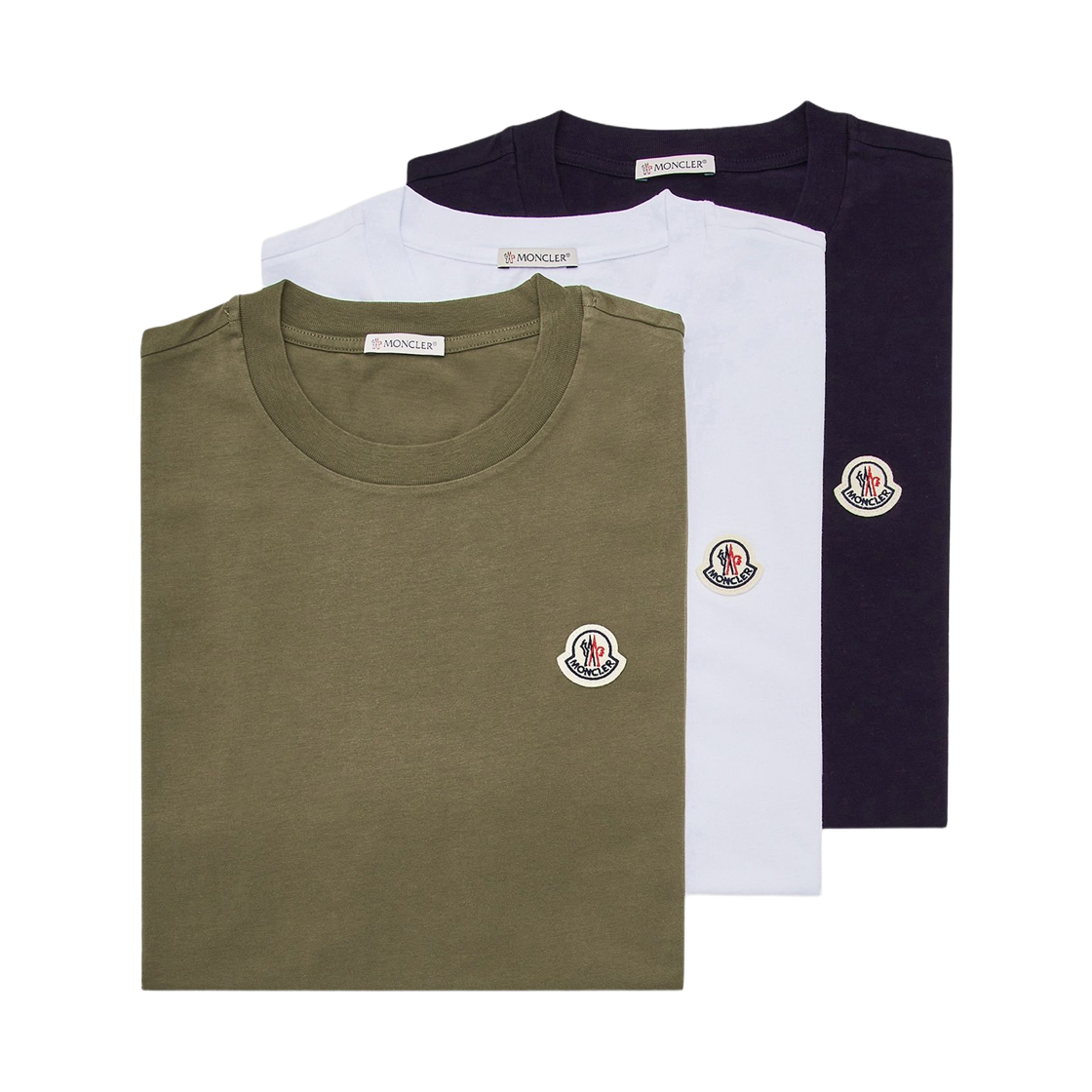 L2-091-8C00042-829H8-3P3 Moncler Logo Patch Cotton T-Shirt Blue White (3 Pack) - 26FW