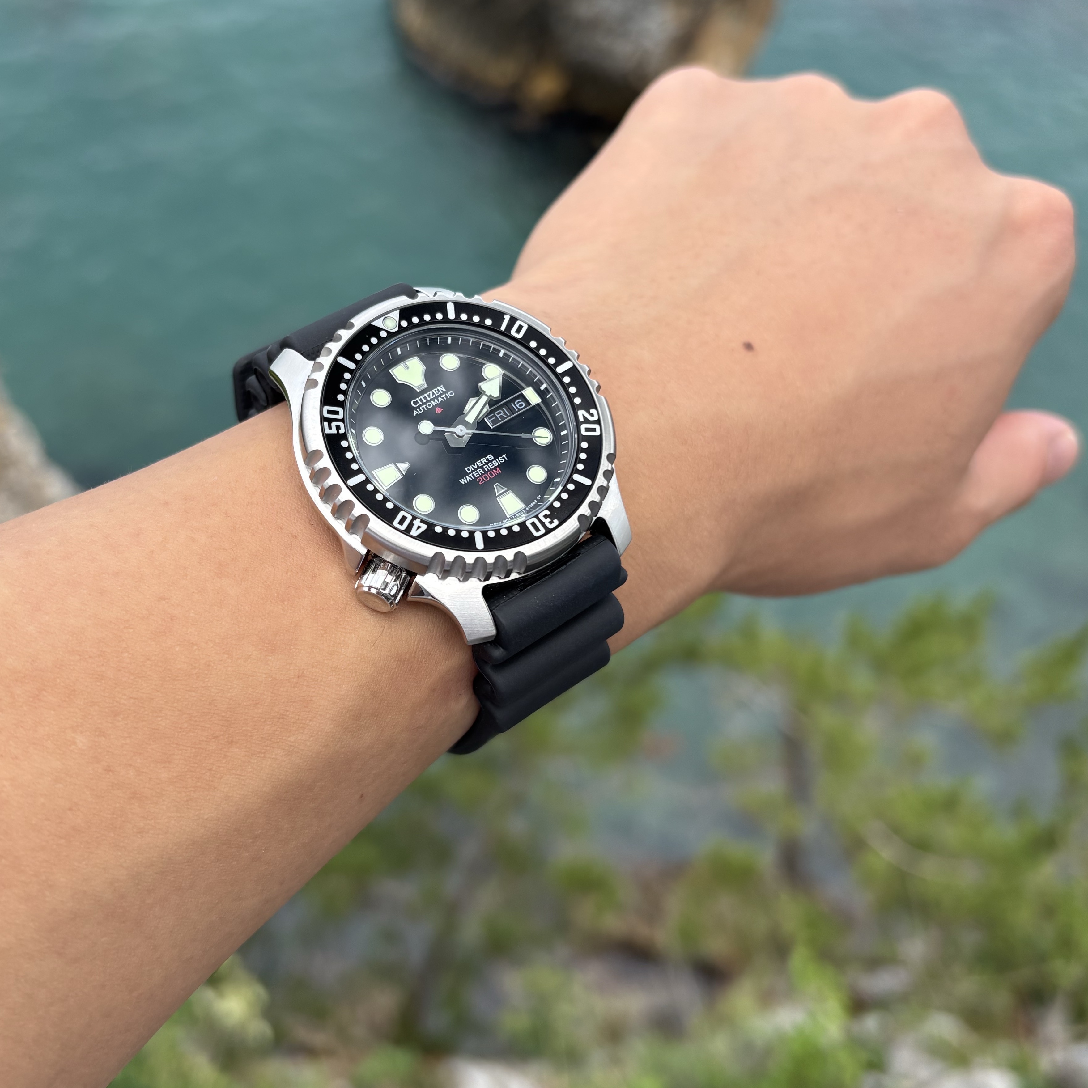 Citizen Promaster Diver Automatic 200M 42mm Stainless Steel Black 착용 스타일