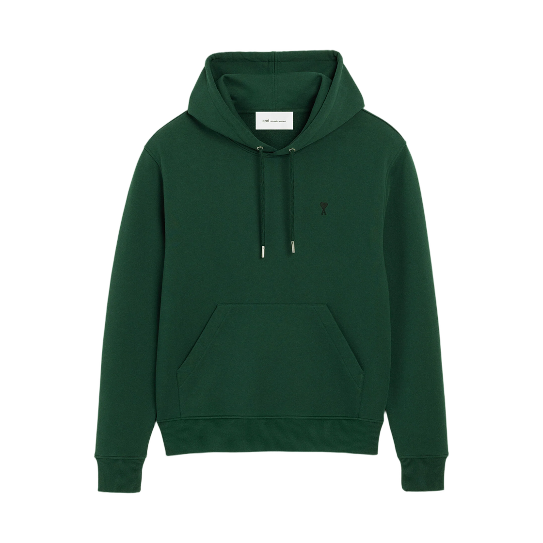 HSW764-730-A258 AMI Green Cotton Hoodie with Ami De Coeur Bottle Green Black