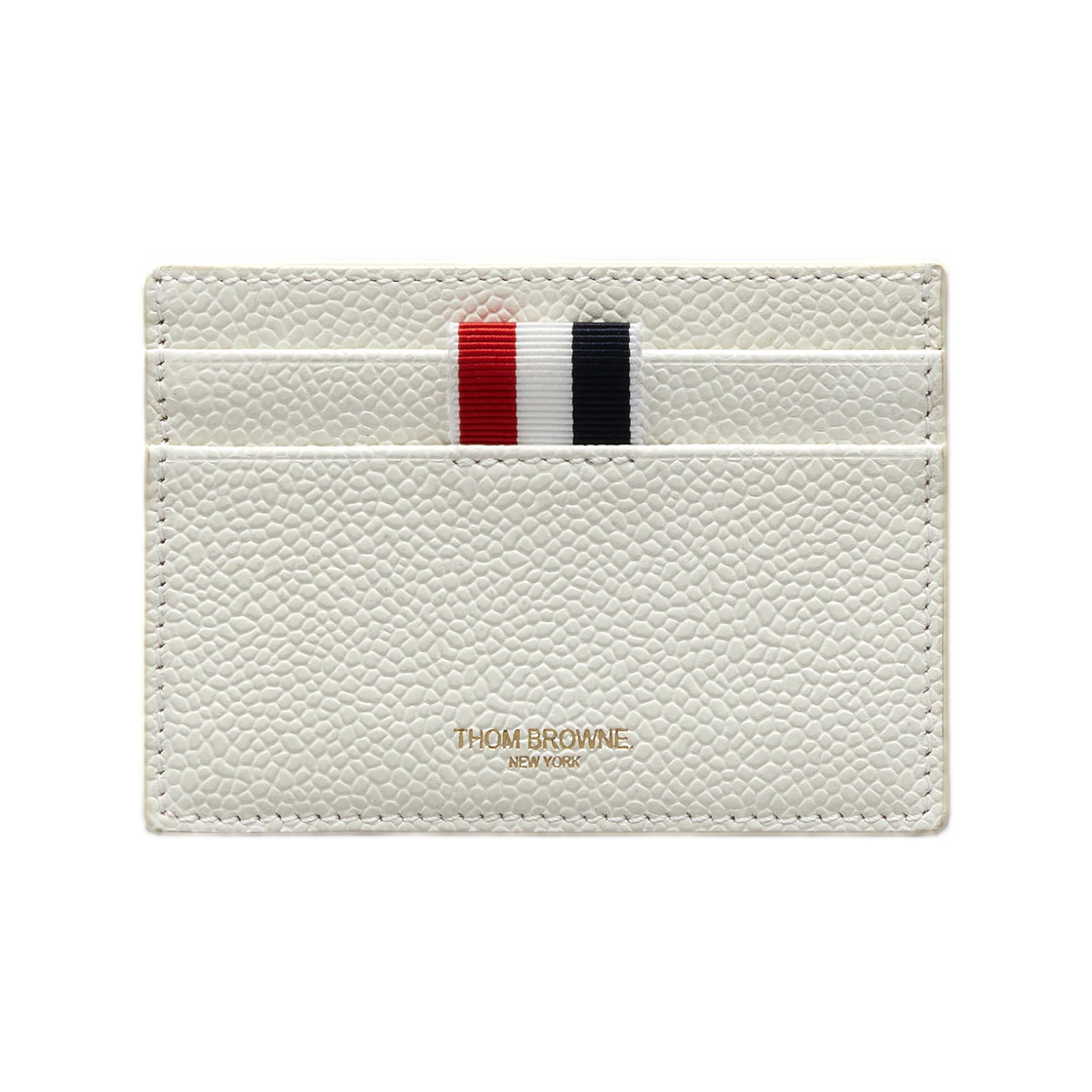 UAW085A-00198-250 Thom Browne Pebble Grain Hector Single Card Holder Khaki