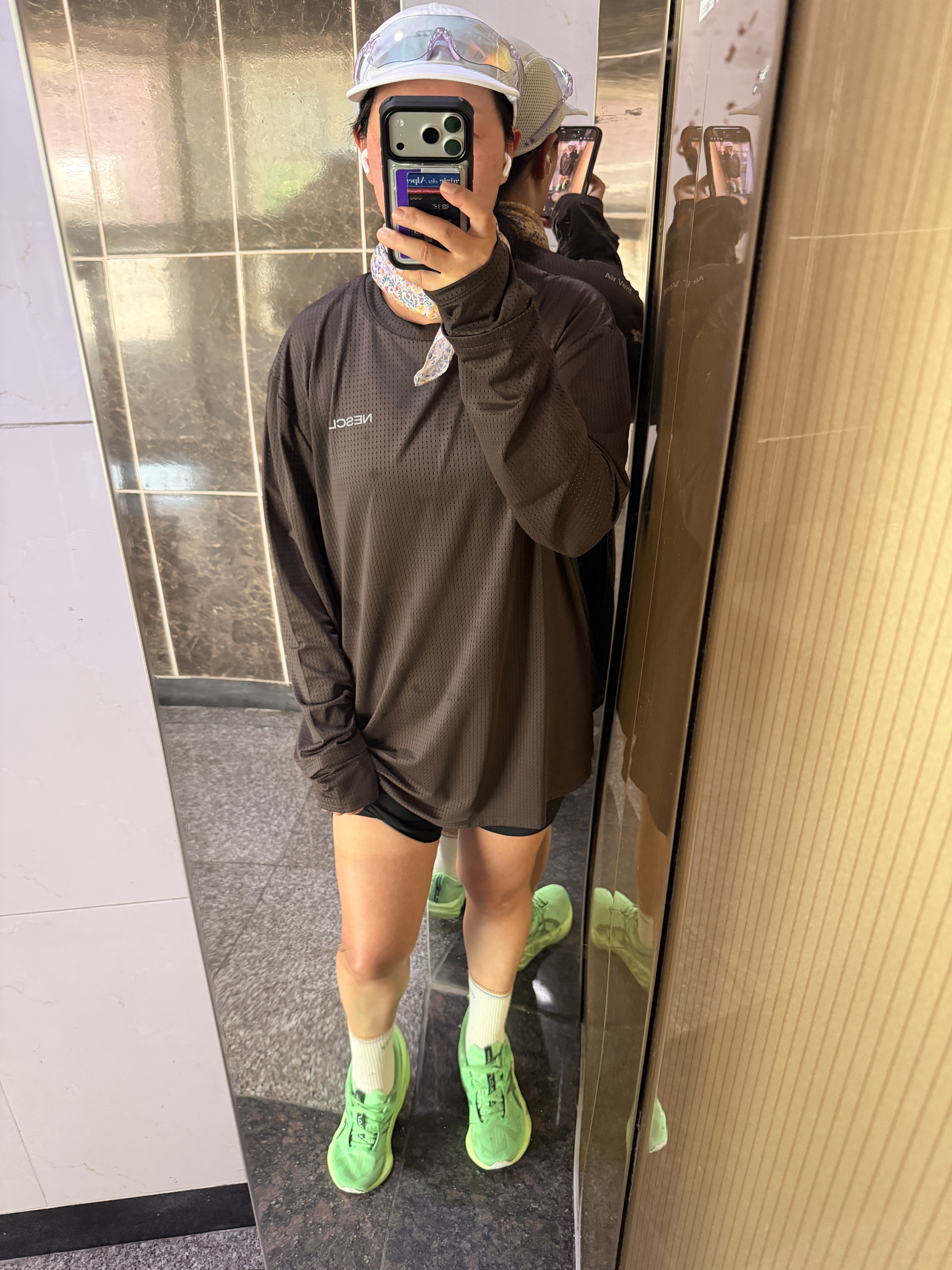 negative split club Air Vent Solid Finger Watchhole Long Sleeve Khaki, rnrn Air Flow Cap White 착용 스타일 - 1