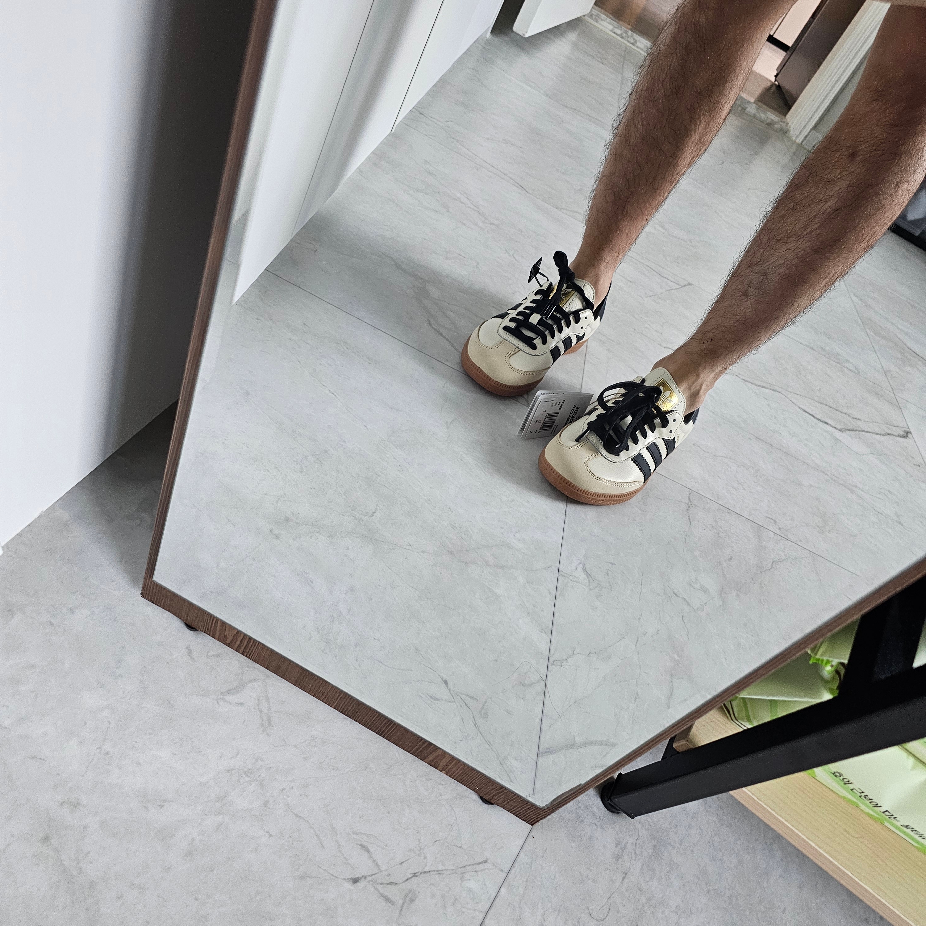 (W) Adidas Samba OG Cream White Core Black 착용 스타일 - 4