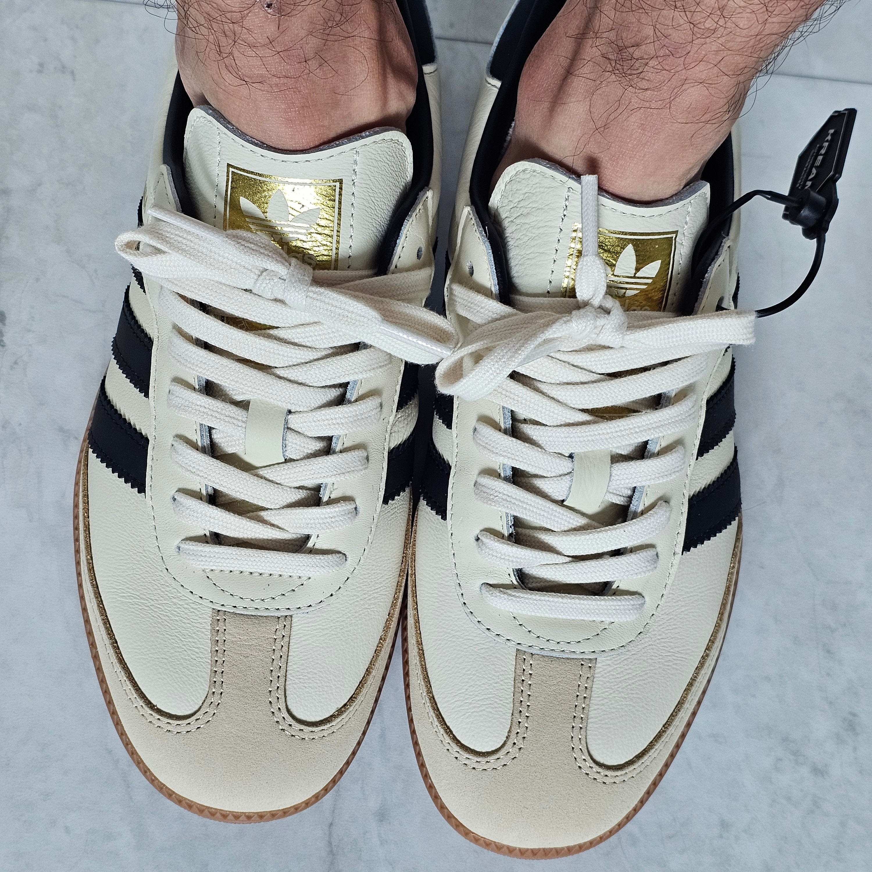 (W) Adidas Samba OG Cream White Core Black 착용 스타일 - 2