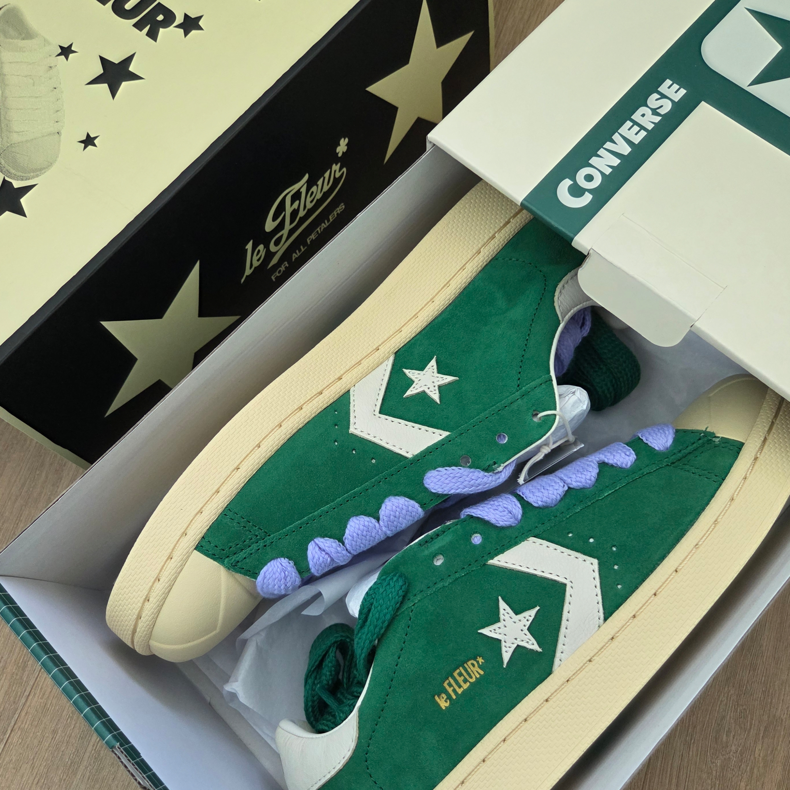 Converse x Golf Le Fleur 1908 Pro Leather Amazon Banana Crepe 착용 스타일 - 1