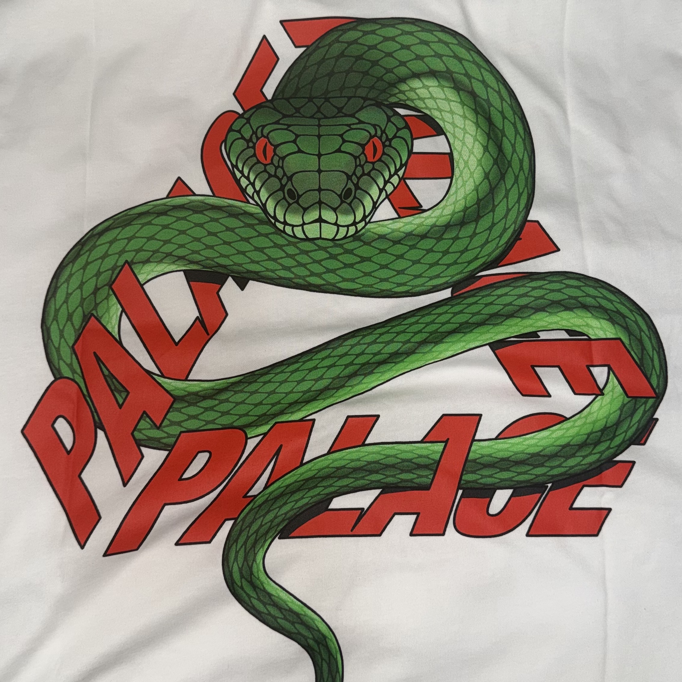 Palace Snakey P3 T-Shirt White - 26SS 착용 스타일