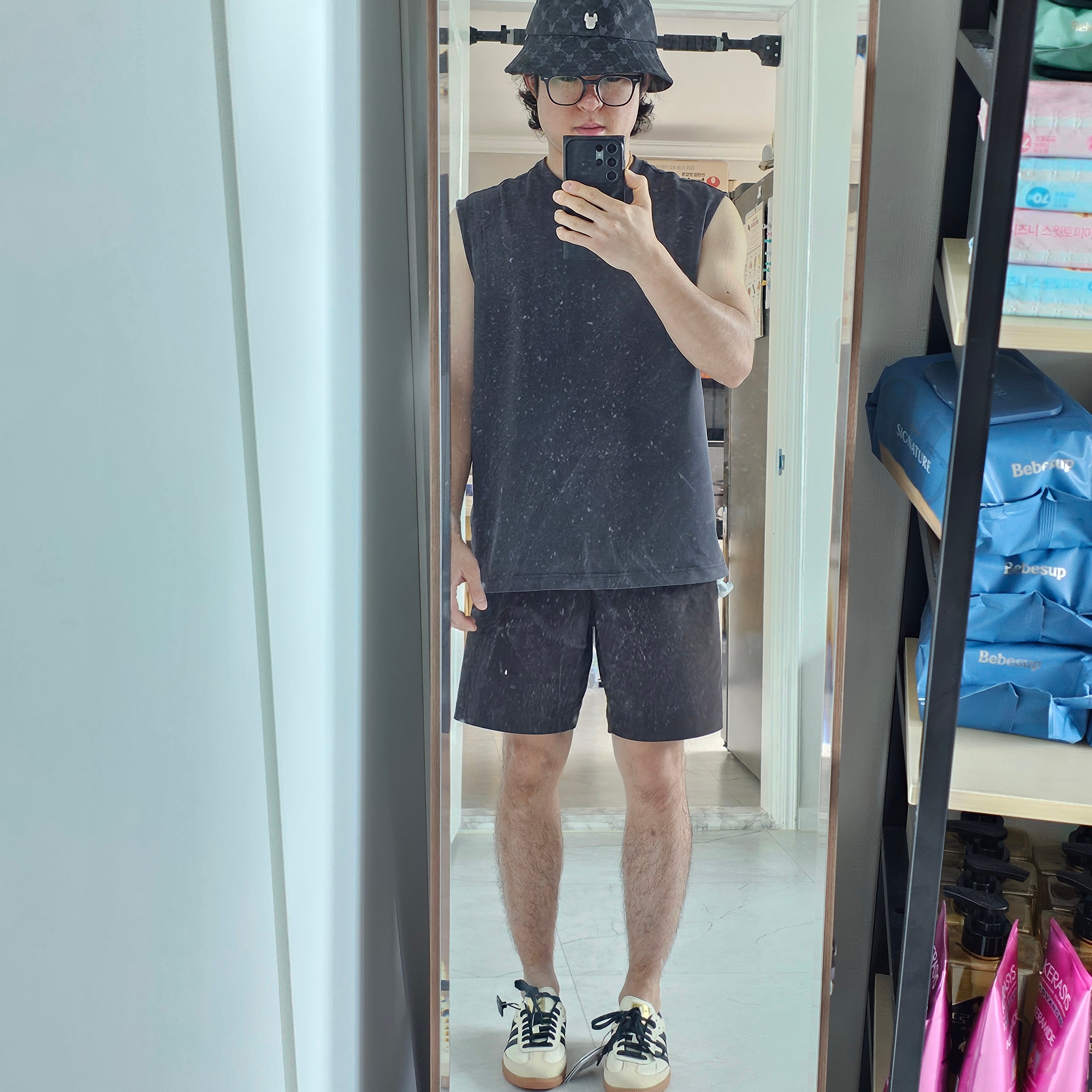(W) Adidas Samba OG Cream White Core Black 착용 스타일 - 6