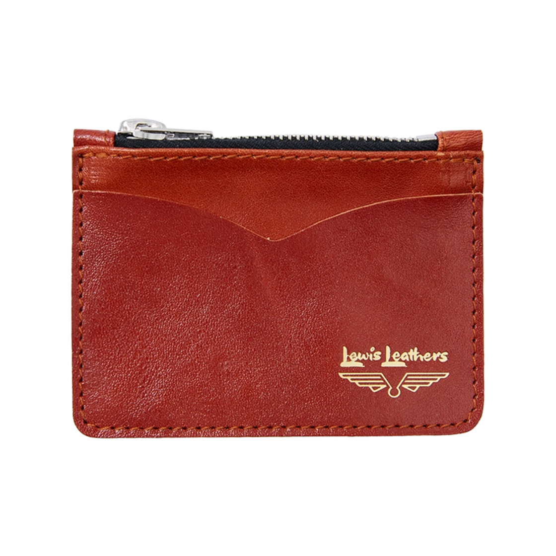 Coin & Card Wallet / Terra Cotta & Black Lewis Leathers Coin & Card Wallet Vege Tan Cow Terra Cotta & Black