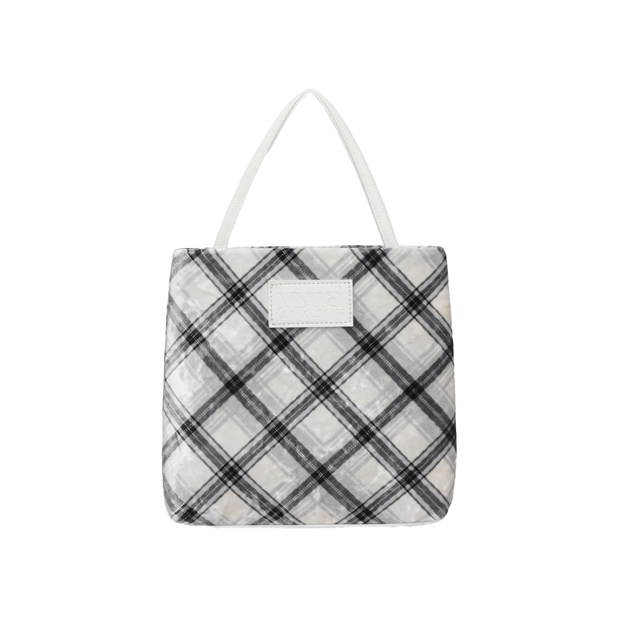 비주얼 컬렉터 체크 미니 벨벳 크로스 백 - 화이트(VISUAL COLLECTOR Check Mini Velvet Cross Bag - White)