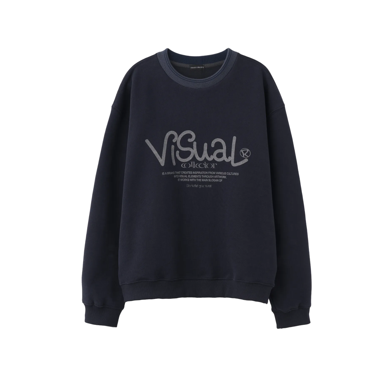 비주얼 컬렉터 플리스 립 스웻셔츠 - 네이비(VISUAL COLLECTOR Fleece Rib Sweatshirt - Navy)