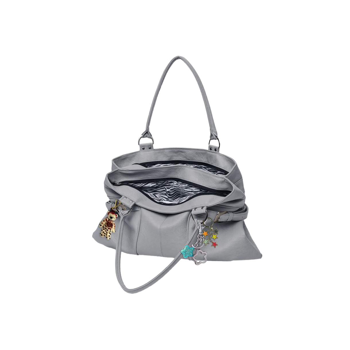 26SBAG03 VISUAL COLLECTOR Inner Zebra Buckle Big Bag - Cool Gray