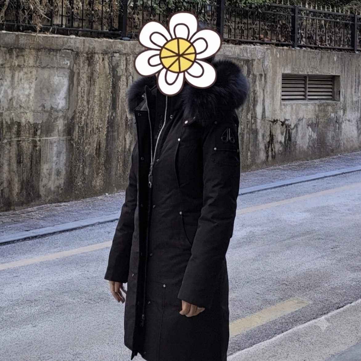 (W) Moose Knuckles Sunwapta Down Parka Black Fox Fur Black 착용 스타일