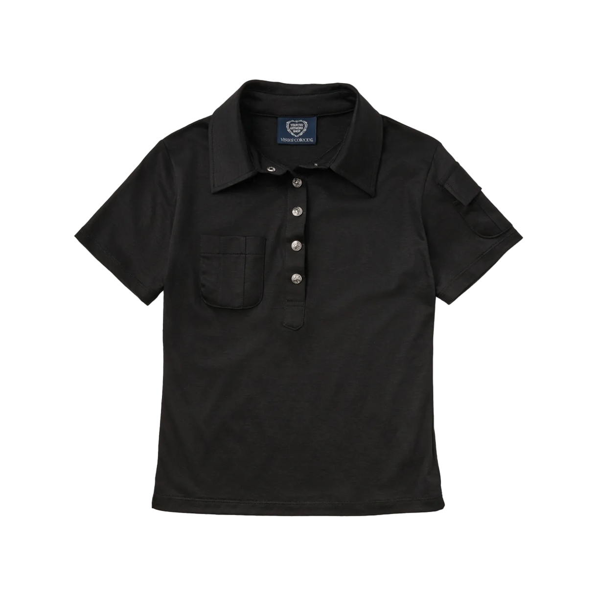 비주얼 컬렉터 스타 스터드 포켓 카라 티 - 블랙(VISUAL COLLECTOR Star Stud Pocket Collar Tee - Black)