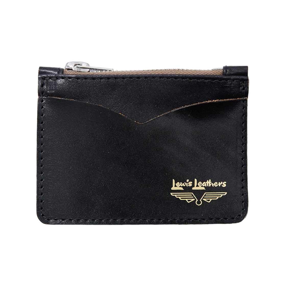 Coin & Card Wallet / Vege Tan Cow Lewis Leathers Coin & Card Wallet Vege Tan Cow Black & Beige