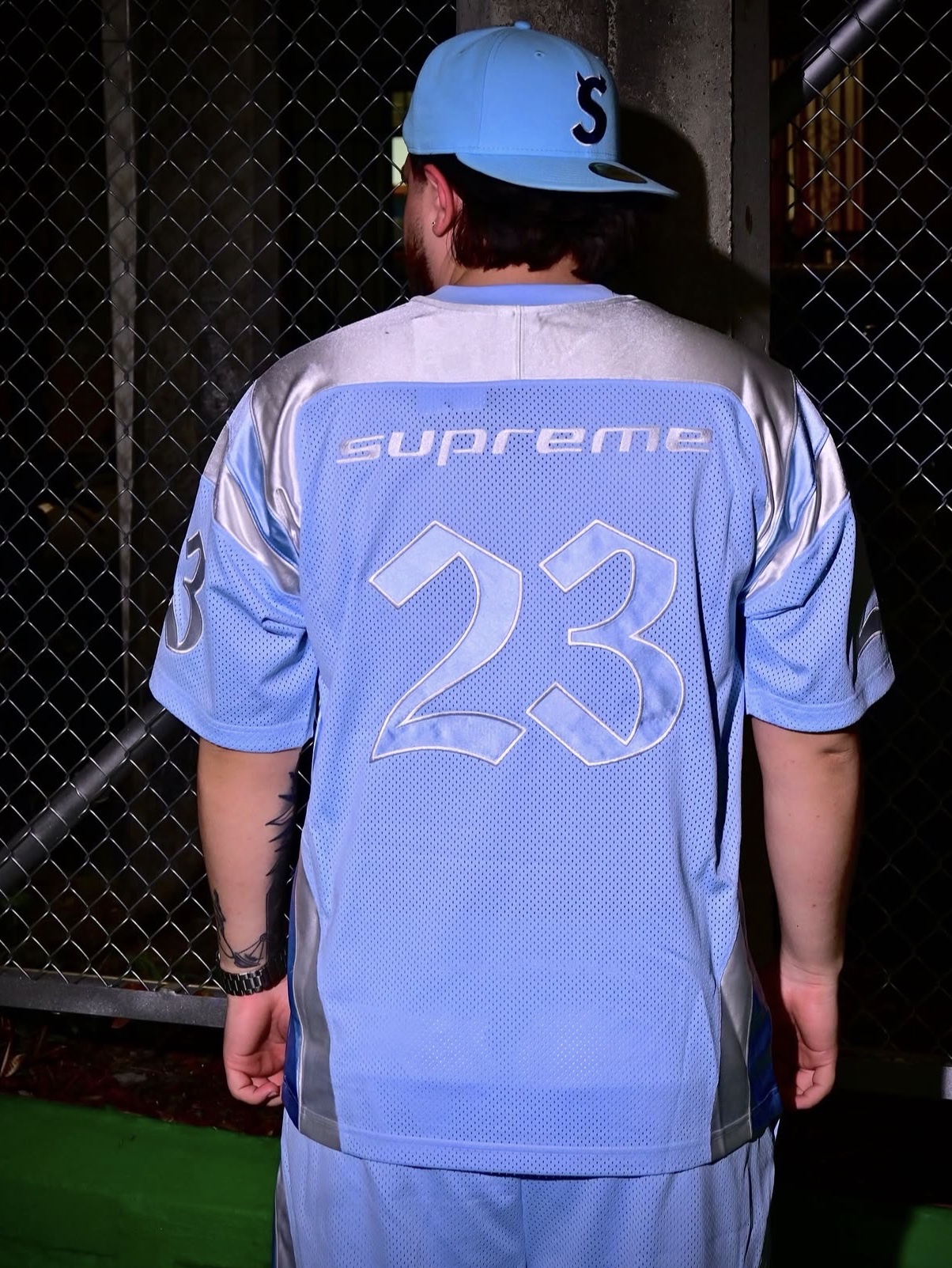 Supreme x Jordan Warm Up Jersey Light Blue - 26SS 착용 스타일