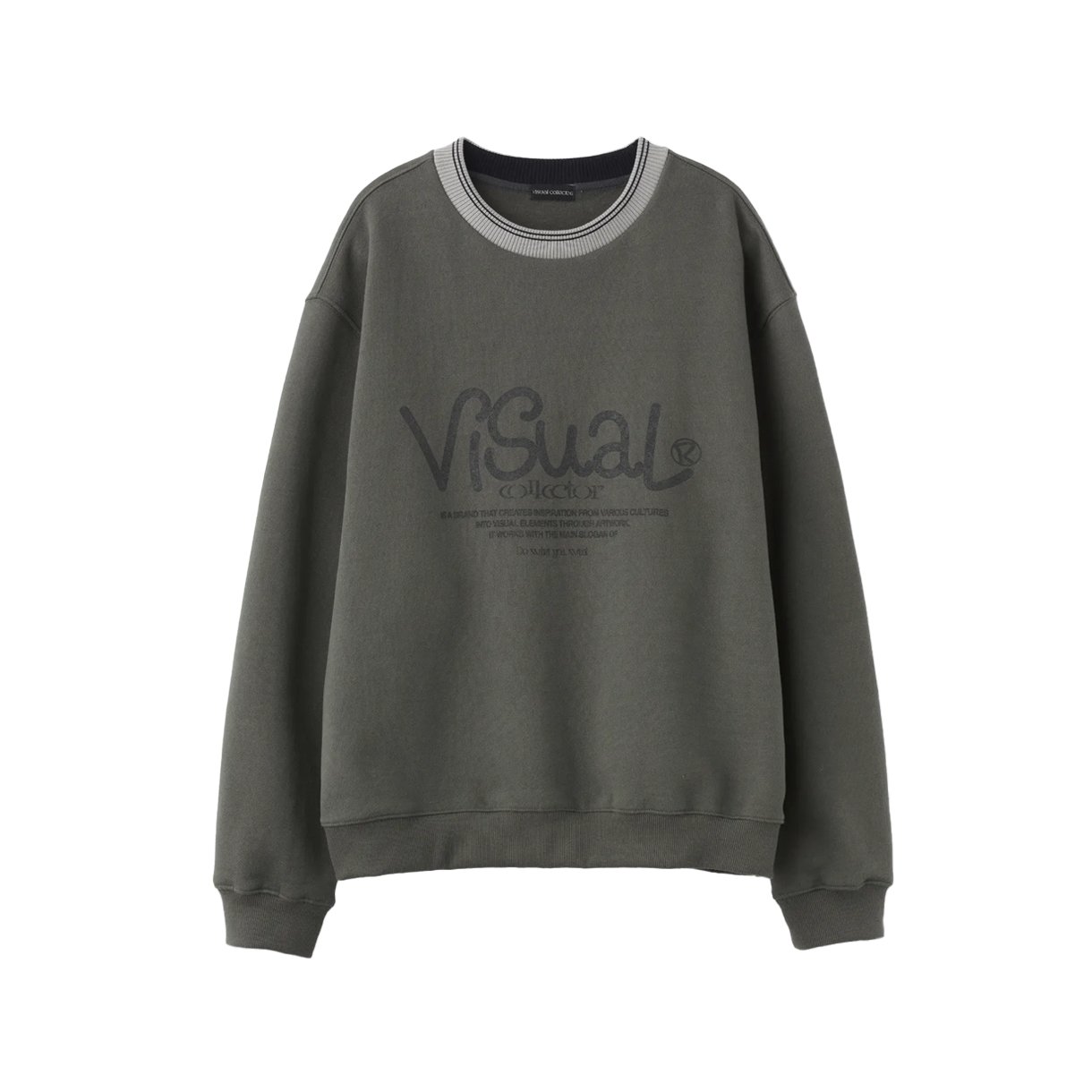 비주얼 컬렉터 플리스 립 스웻셔츠 - 카키(VISUAL COLLECTOR Fleece Rib Sweatshirt - 카키)