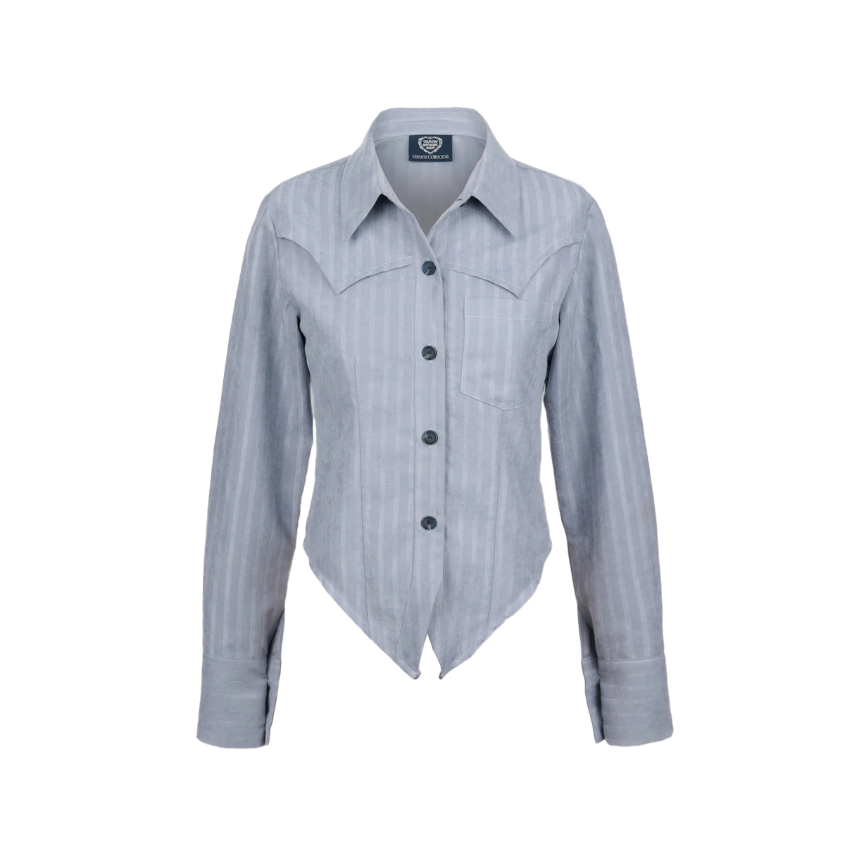 비주얼 컬렉터 오버레이 판넬 스트라이프 셔츠 - 빈티지 블루(VISUAL COLLECTOR Overlay Pannel Stripe Shirt - Vintage Blue) - 1