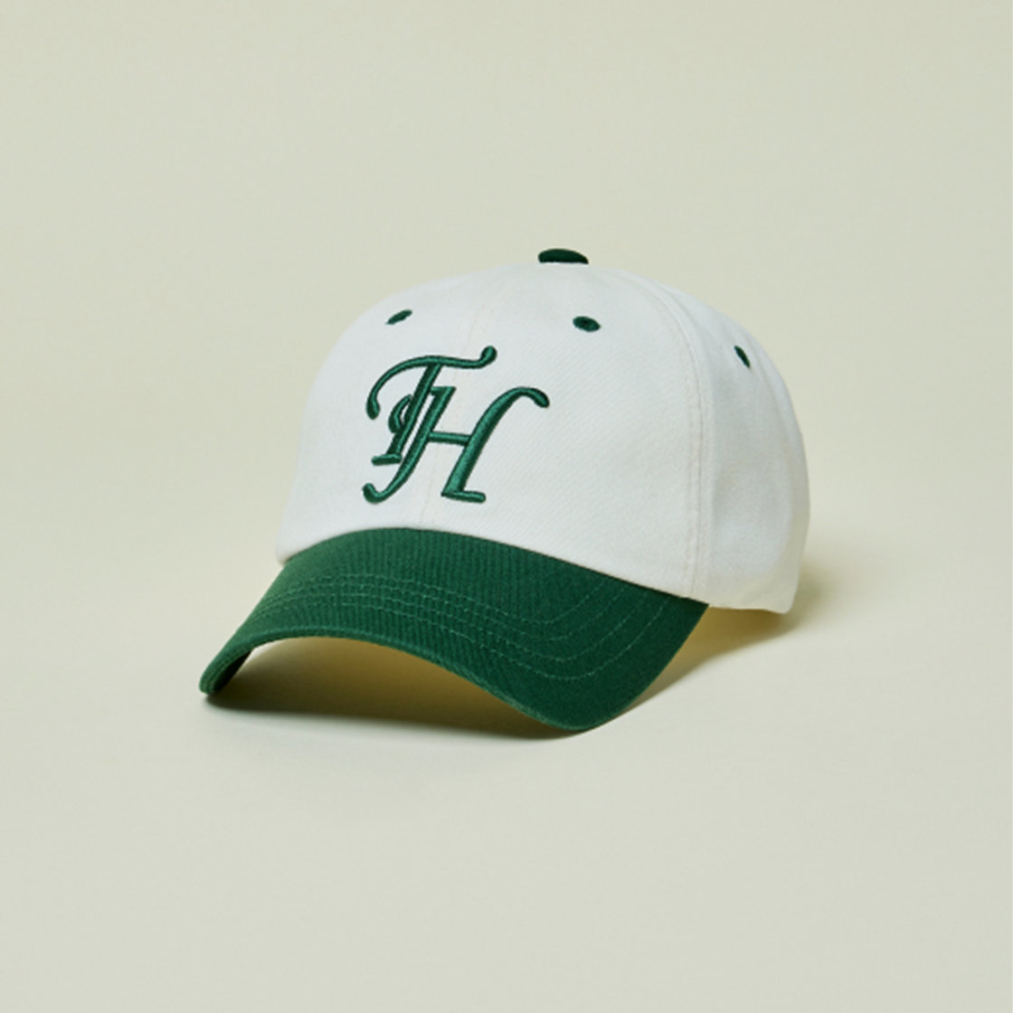 트래픽하모니 TH 로고 로우핏 볼캡 아이보리&그린(Traffic Harmony TH Logo Low Fit Ball Cap Ivory & Green) - 4