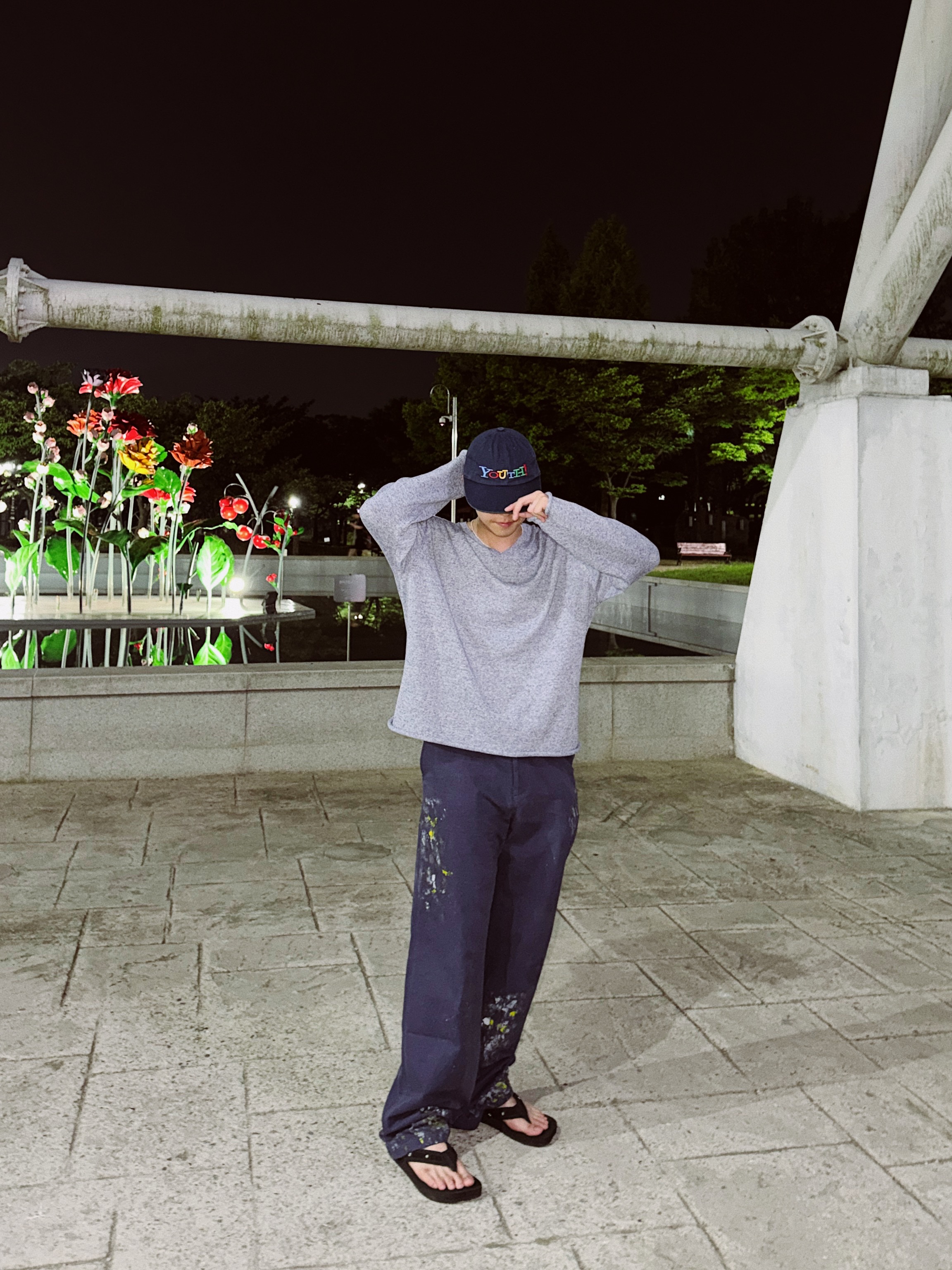 ANNOT YOUTH Long Bill Washing Cap Navy, STU Painter'S Cotton Pants In Navy 착용 스타일 - 3