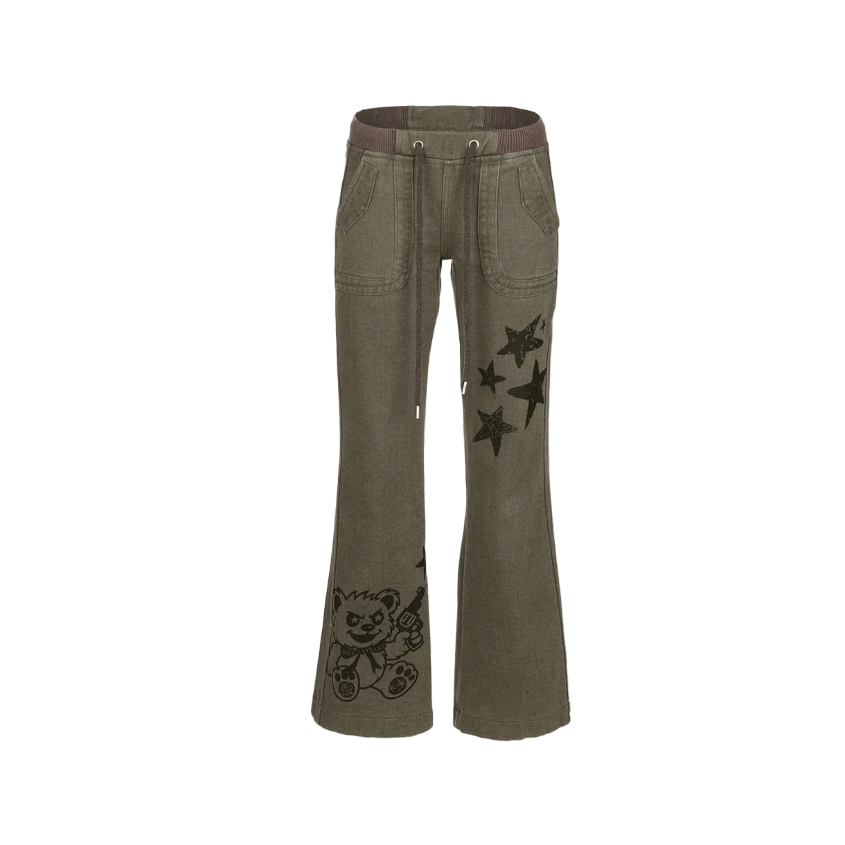 비주얼 컬렉터 스타릿 로우 웨이스트 워싱 팬츠 - 워싱 카키(VISUAL COLLECTOR Starlit Low-waist Washing Pants - Washing Khaki)