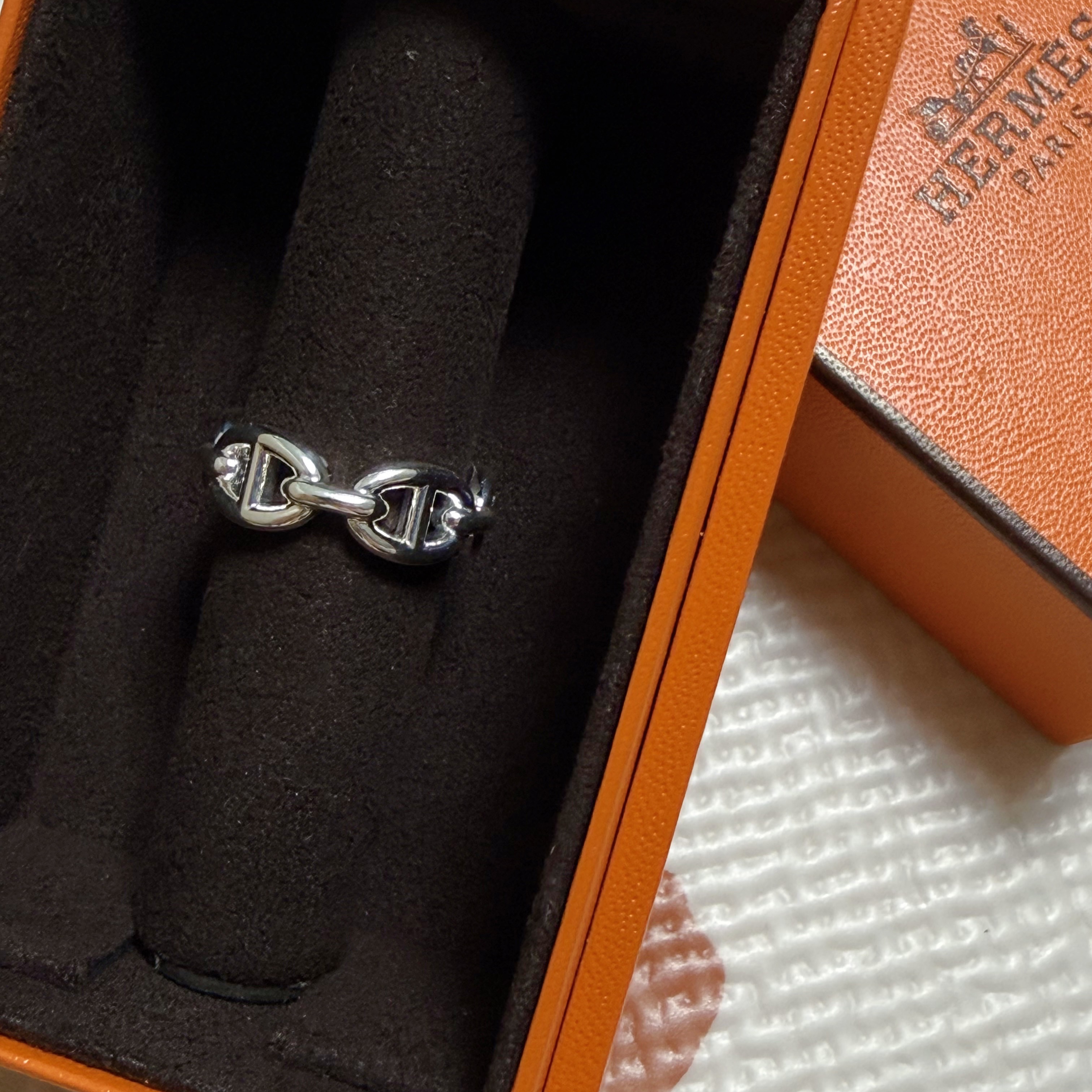(W) Hermes Small Chaine D'Ancre Enchainee Ring Sterling Silver 착용 스타일