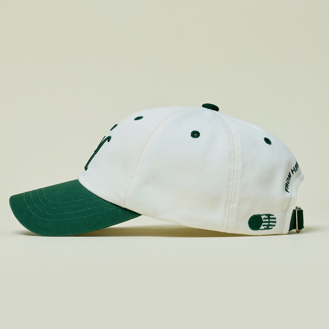 트래픽하모니 TH 로고 로우핏 볼캡 아이보리&그린(Traffic Harmony TH Logo Low Fit Ball Cap Ivory & Green) - 5