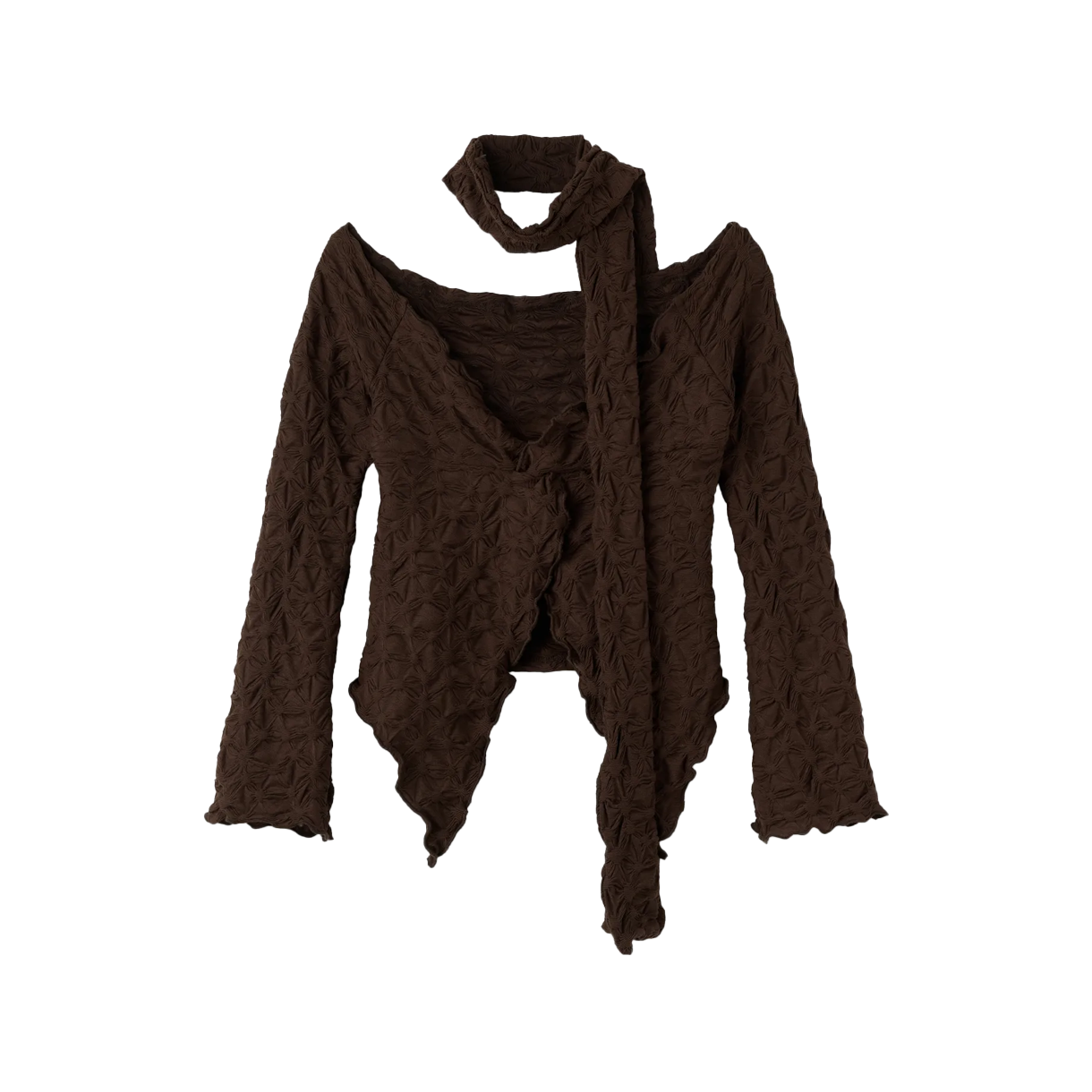 비주얼 컬렉터 리본 트위스티드 탑 스카프 세트 - 브라운(VISUAL COLLECTOR Ribbon Twisted Top Scarf Set - Brown)